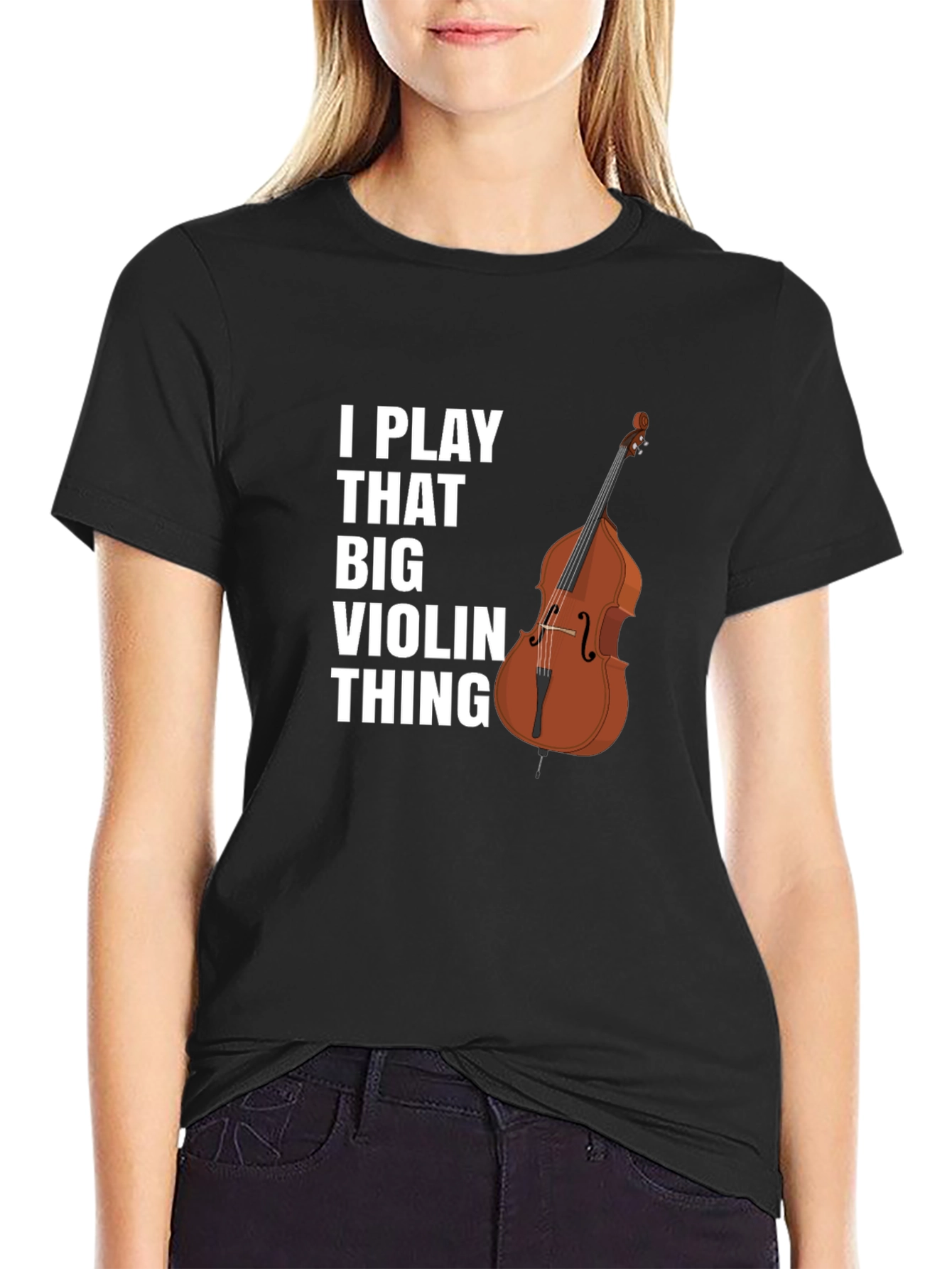 Black I Play That Big Violin Thing T-Shirt view 2