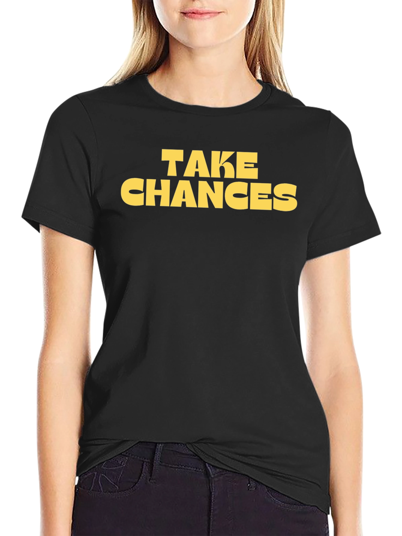 Black Take Chances Graphic Tee - Bold Statement Shirt view 2