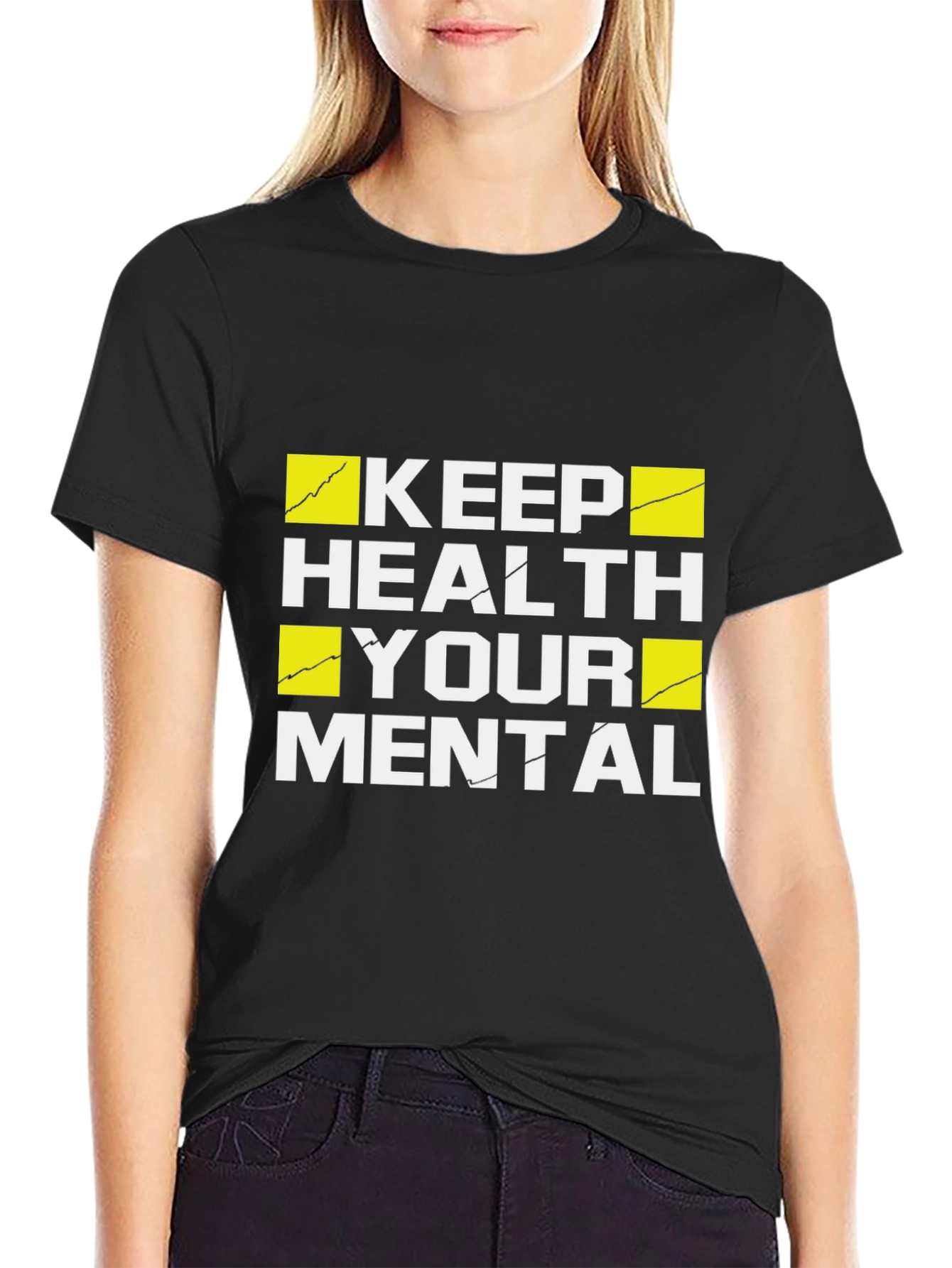 Black Keep Healthy Your Mental T-Shirt view 2
