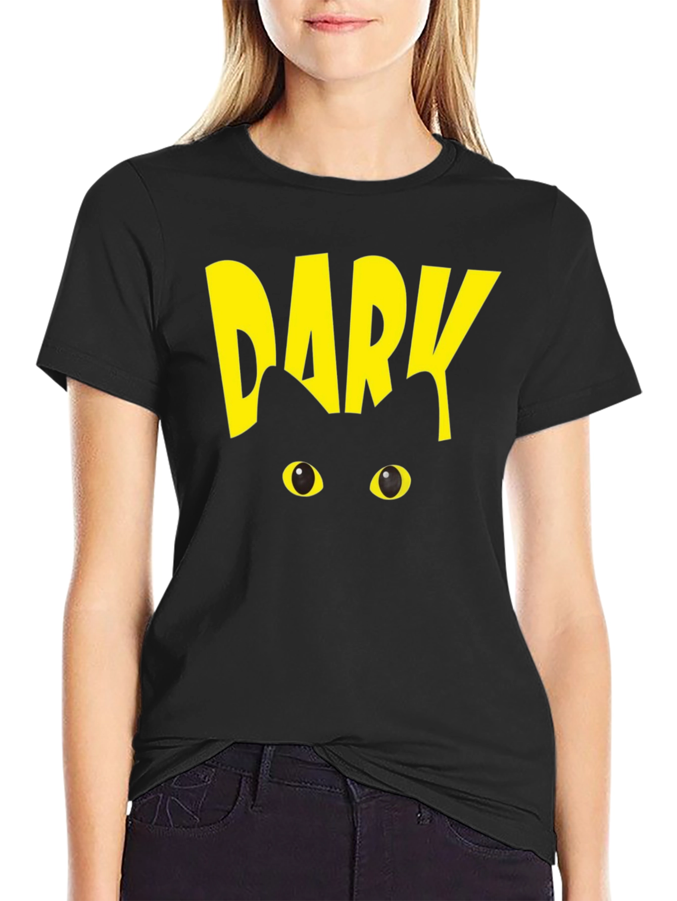 Black Dark Cat Graphic T-Shirt view 2