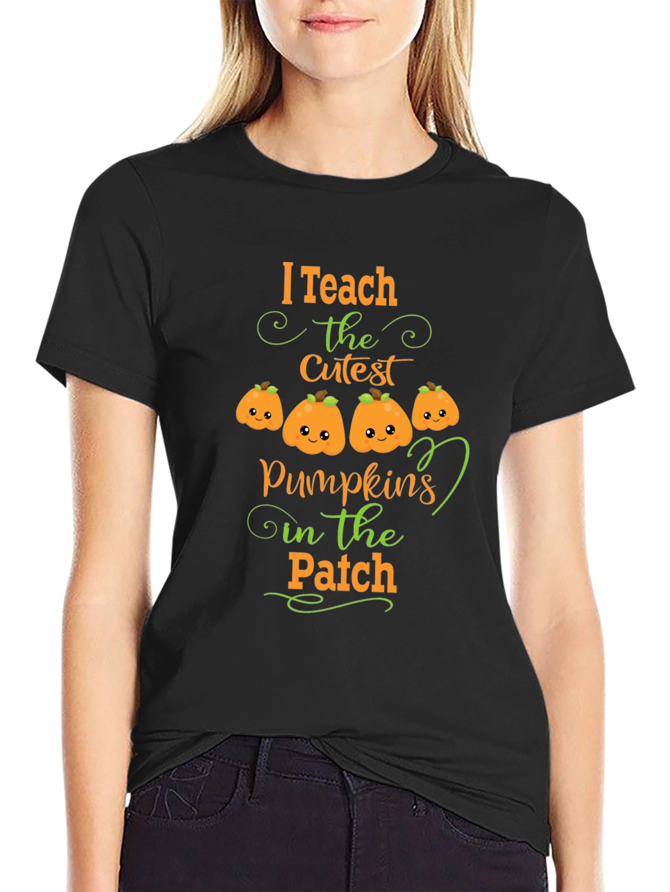Black I Teach the Cutest Pumpkins T-Shirt view 2