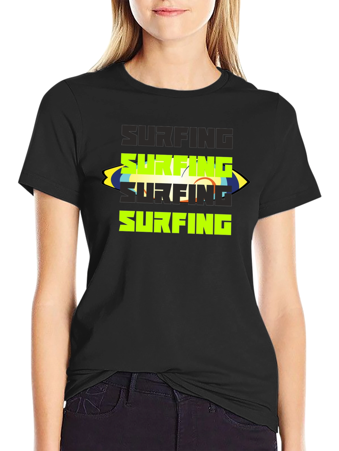 Black Surfing Graphic Tee - Black view 2