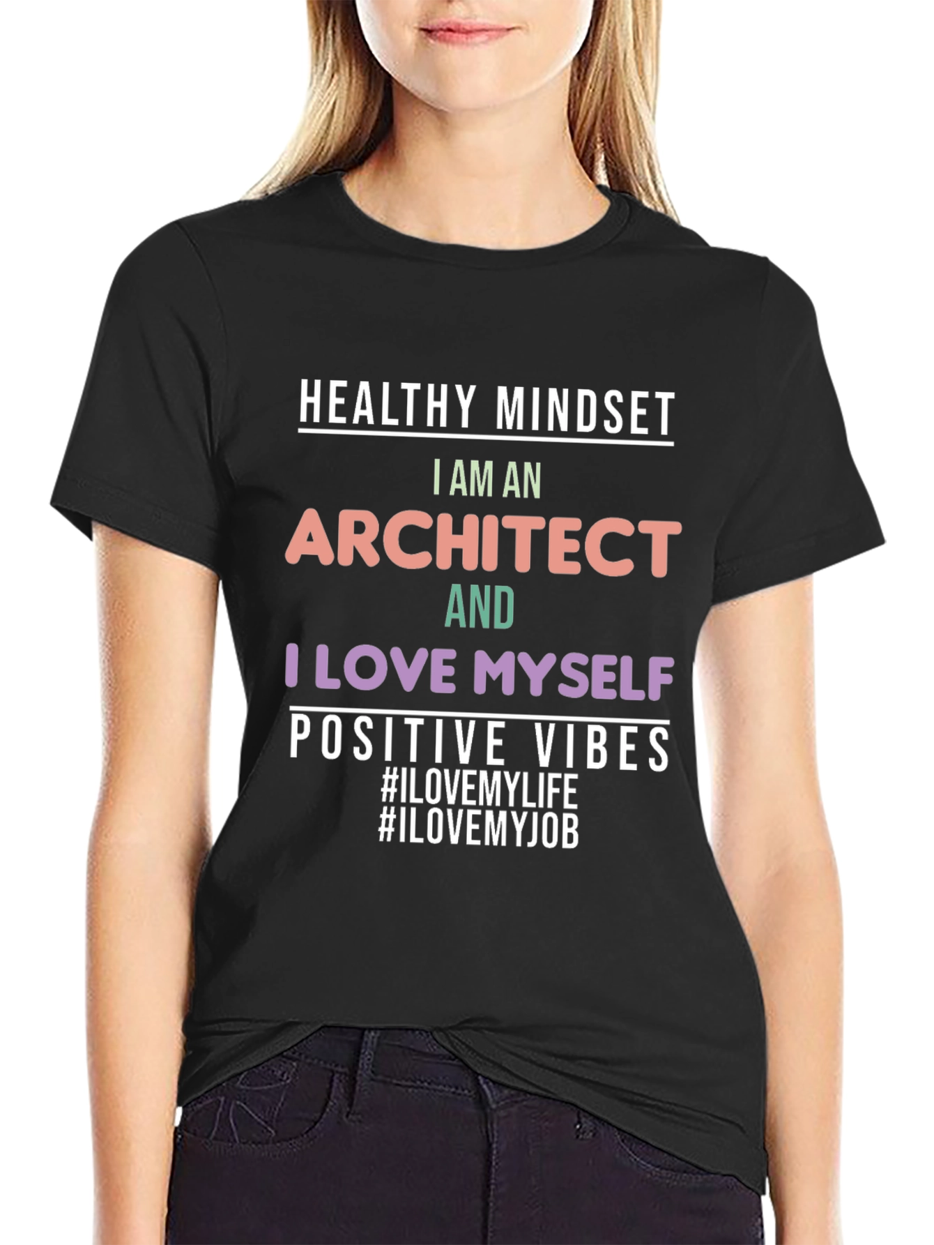 Black Architect Love Myself Positive Vibes T-Shirt view 2