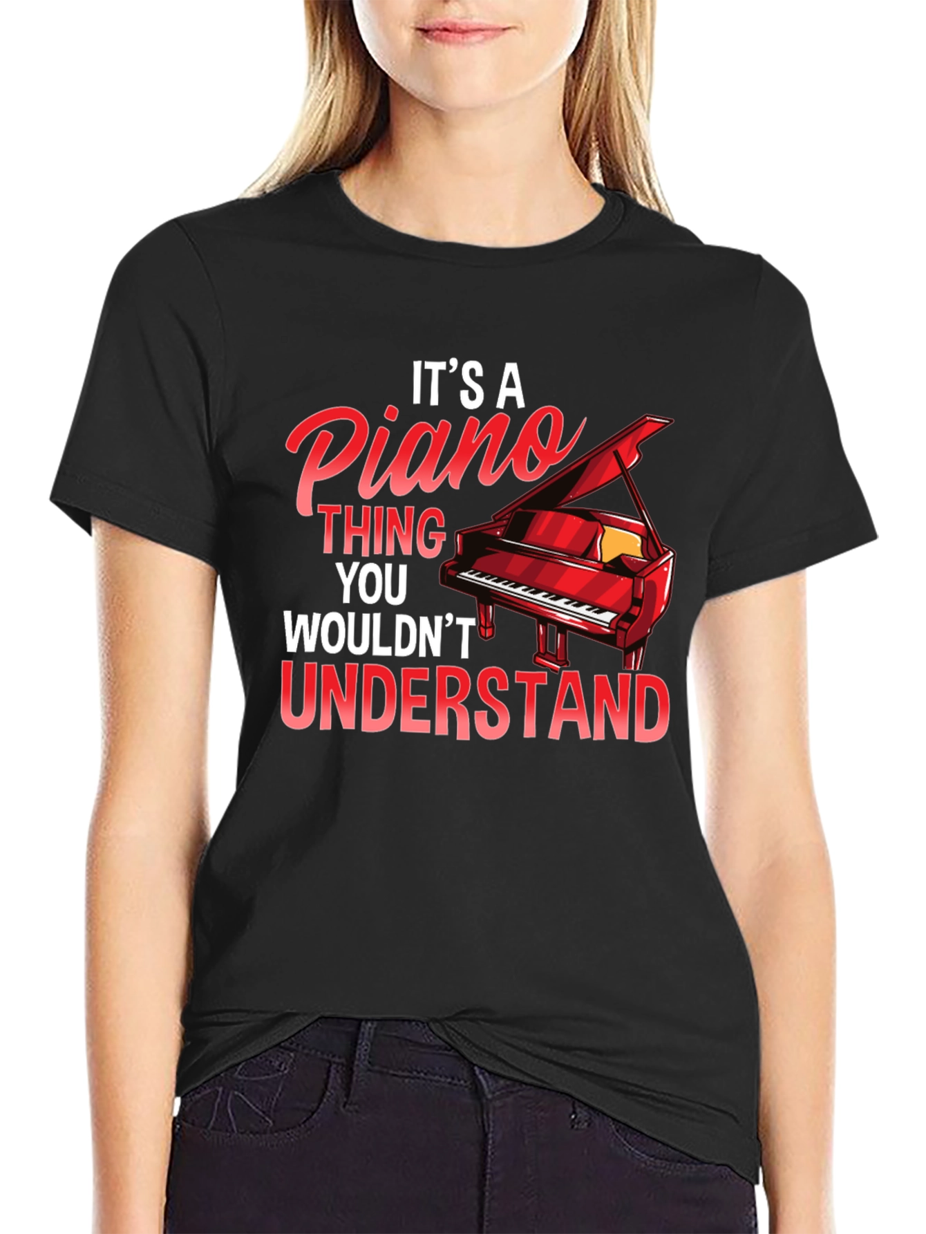 Black It's A Piano Thing T-Shirt view 2