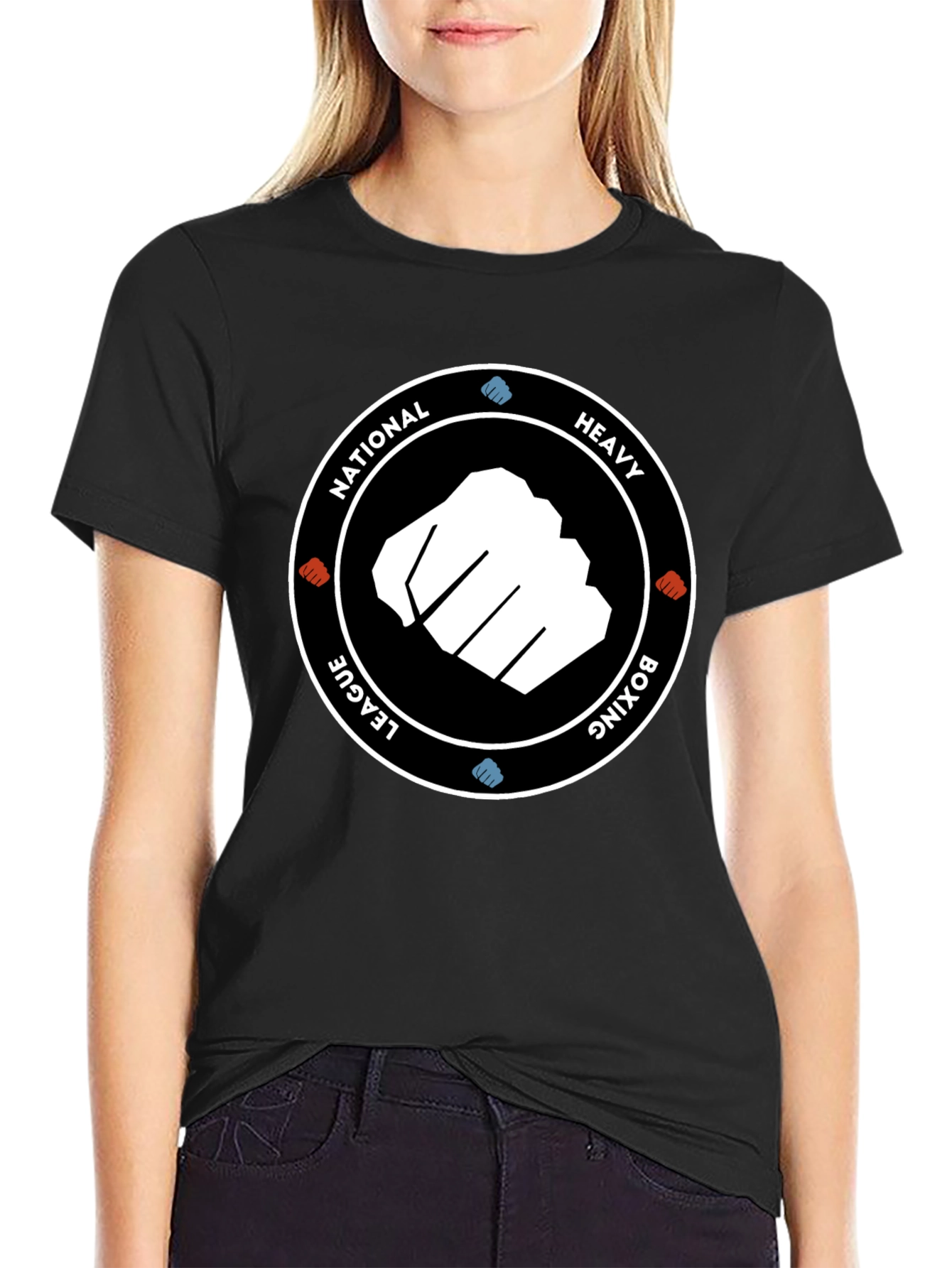 Black National Heavy Boxing League Black T-Shirt view 2