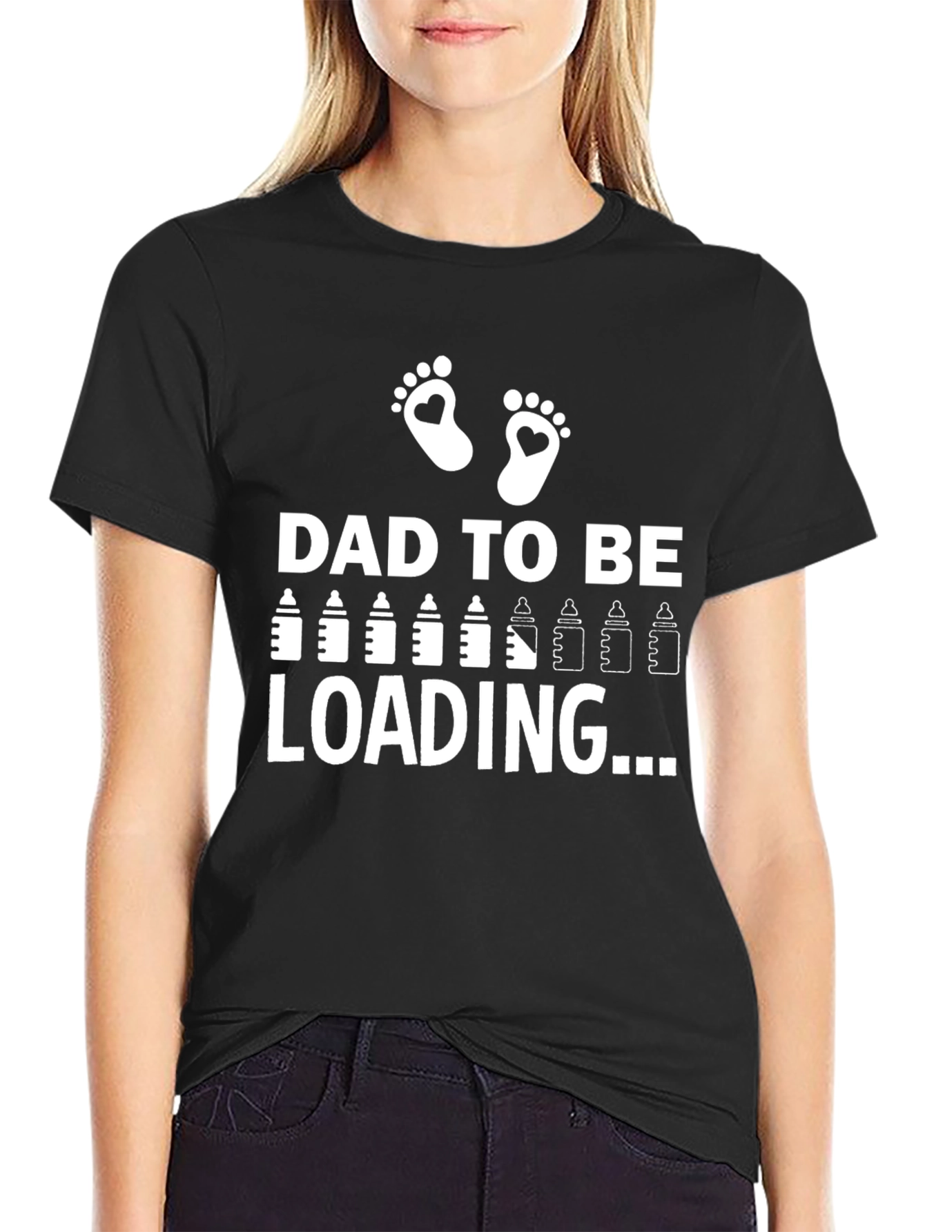 Black Dad to Be Loading T-Shirt - Expecting Father Tee view 2