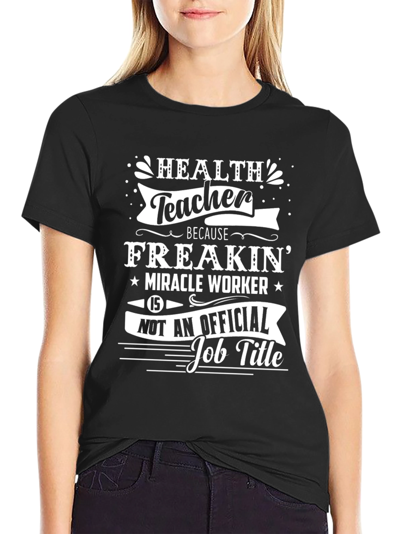Black Health Teacher Funny T-Shirt view 2