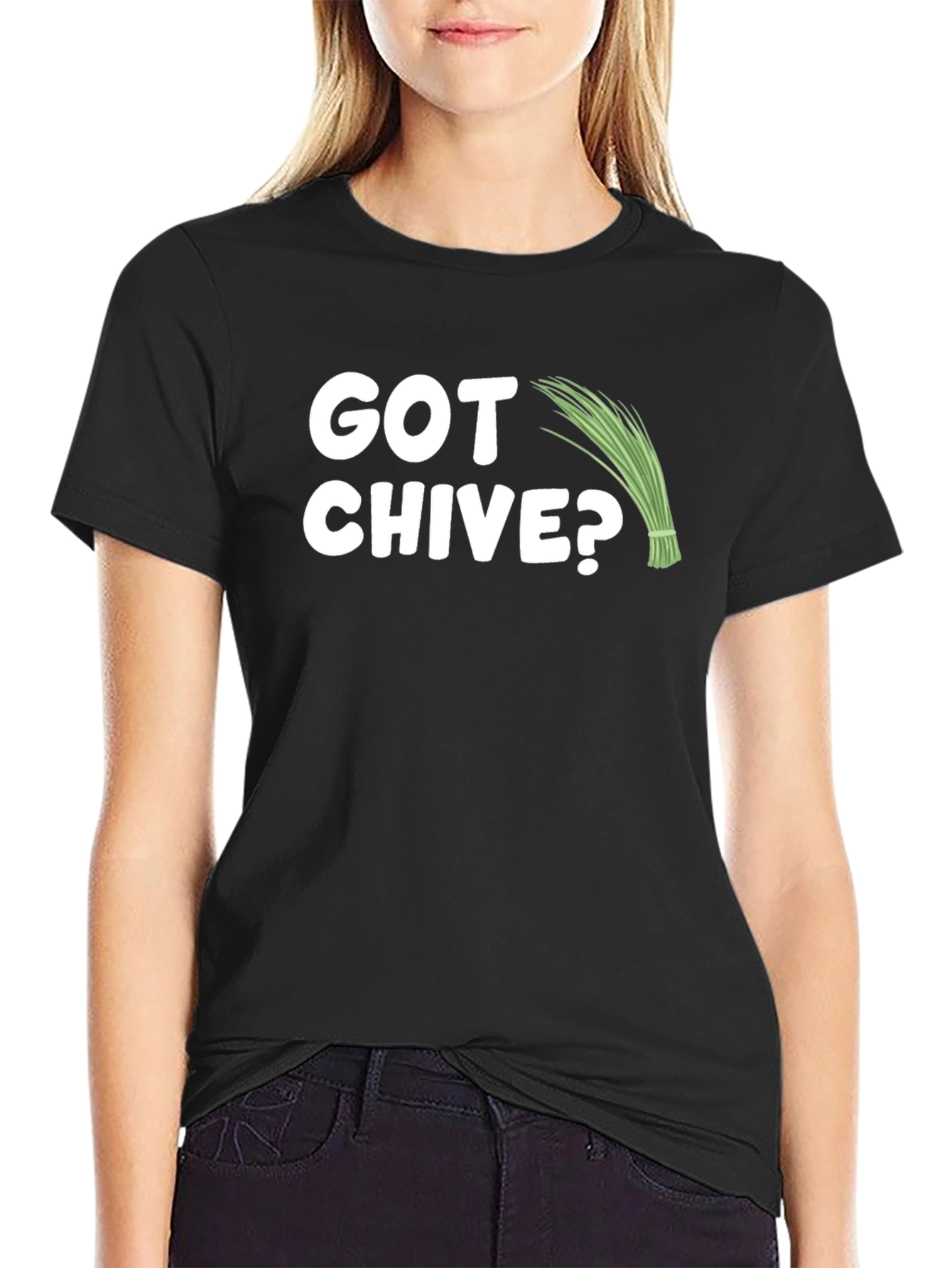 Black Got Chive? Funny Herb T-Shirt view 2