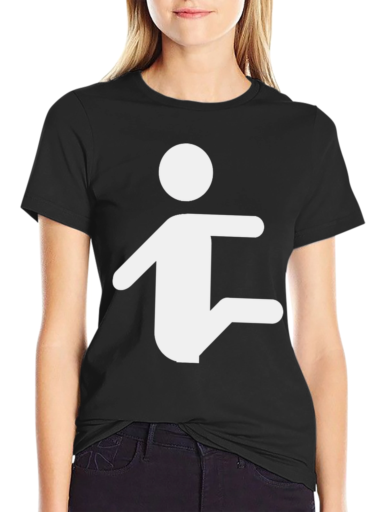 Black Stick Figure Yoga Pose Graphic T-Shirt view 2