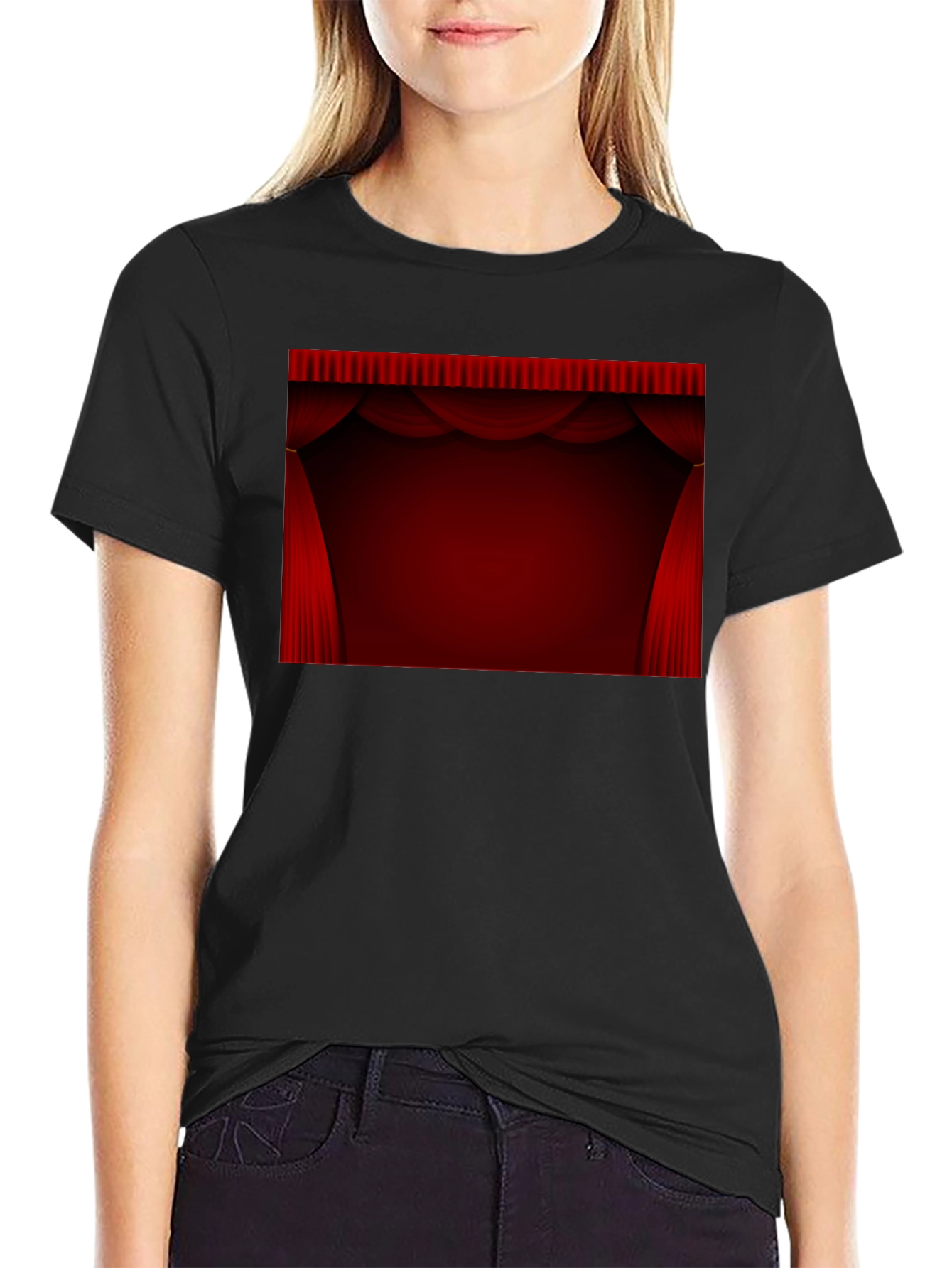 Black Stage Curtain Graphic Black T-Shirt view 2