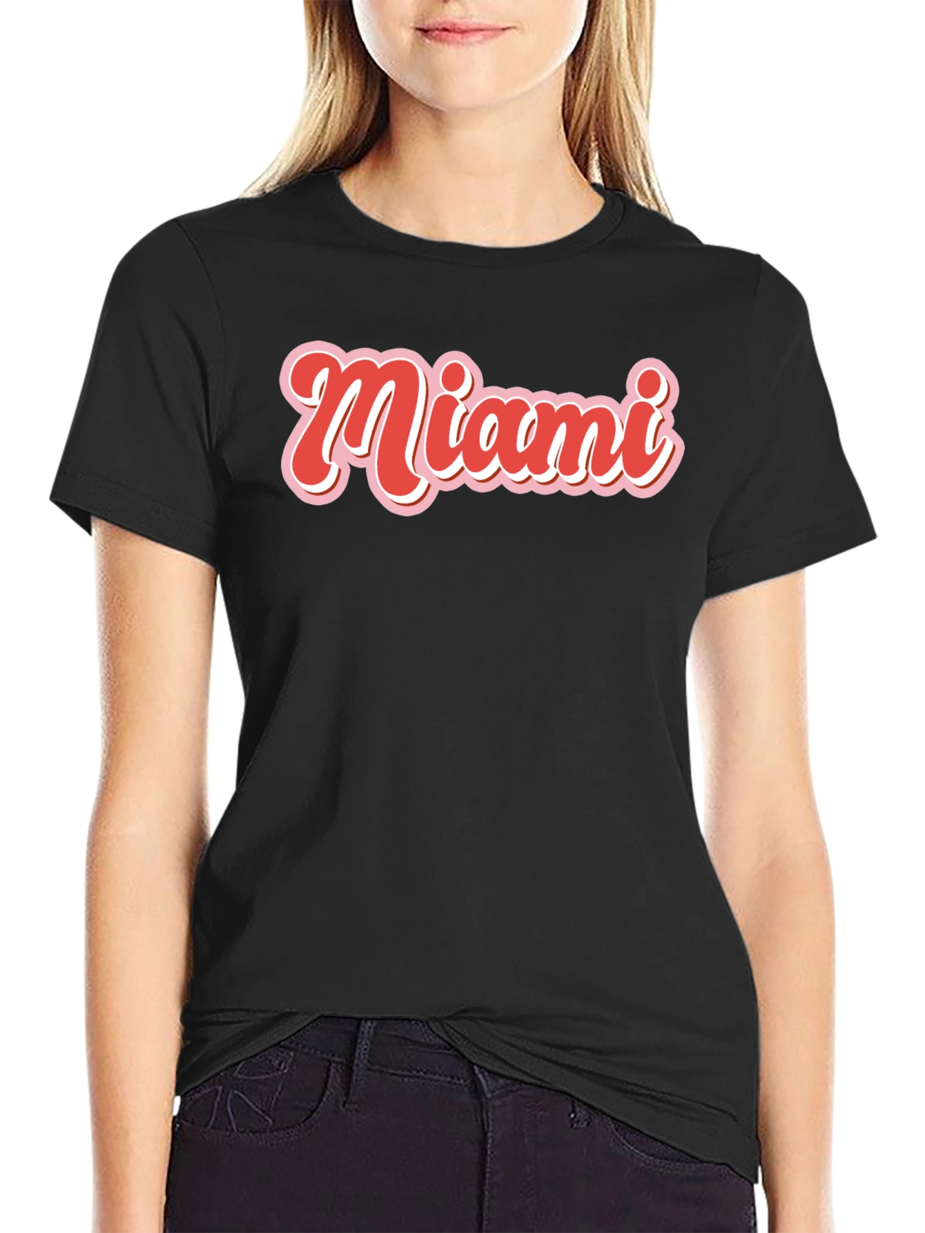Black Miami Retro Graphic T-Shirt view 2
