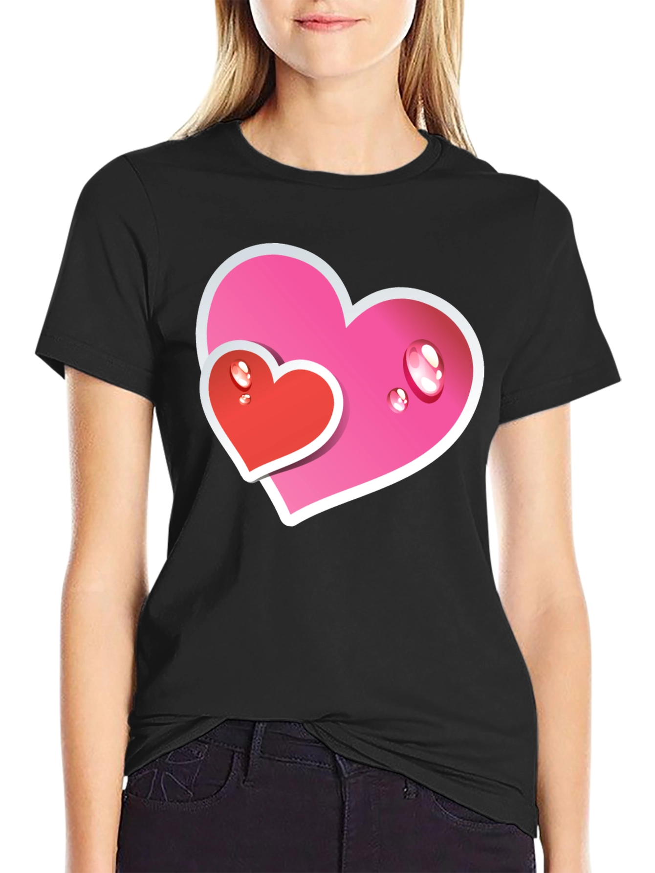 Black Heart Graphic Tee - Black Casual T-Shirt view 2