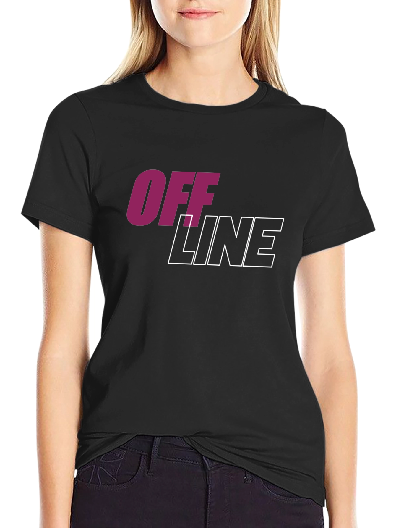 Black Offline Graphic Tee - Cool & Trendy view 2