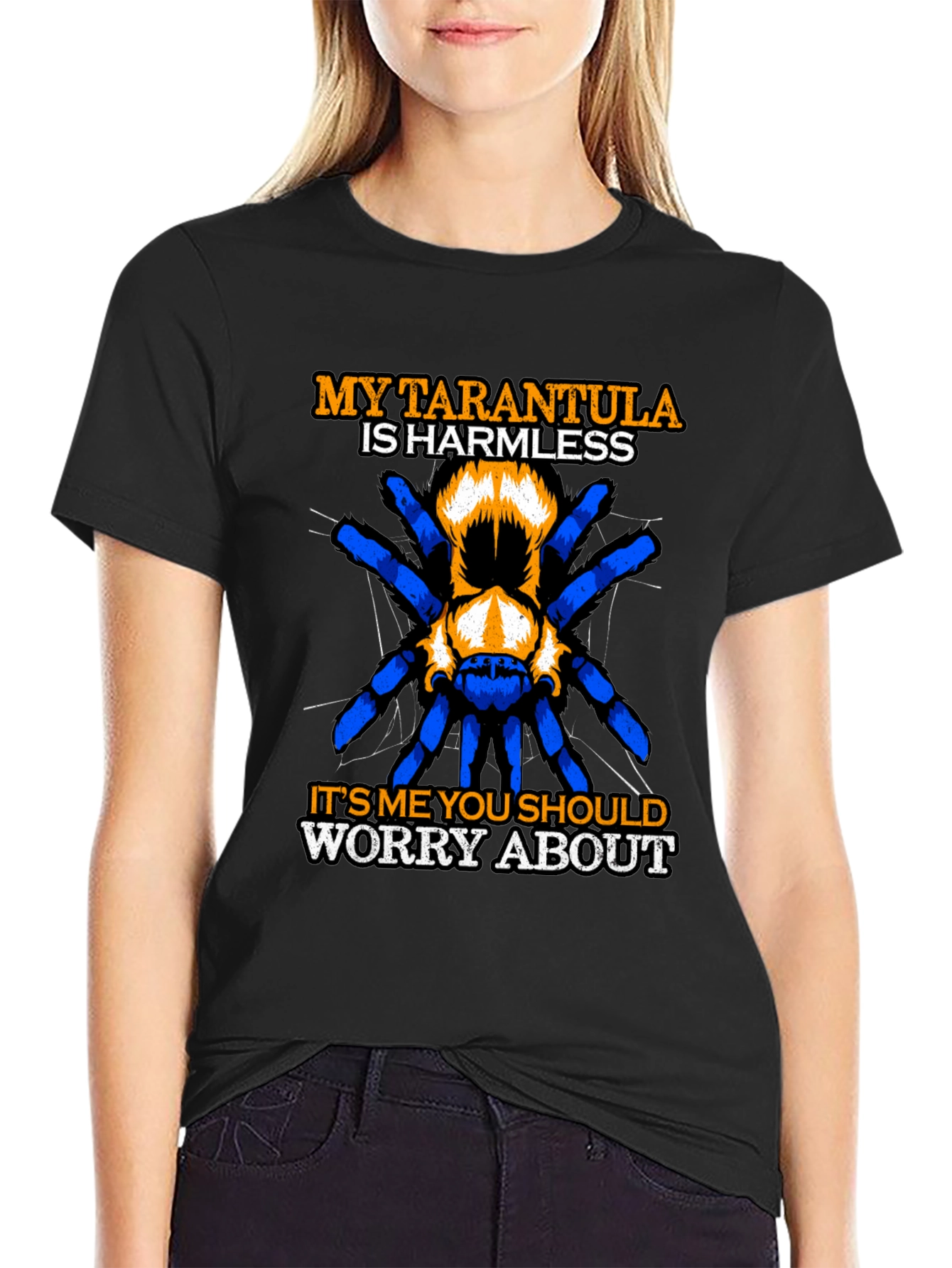 Black Tarantula Harmless Funny T-Shirt view 2