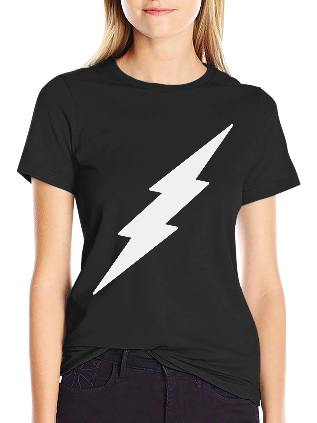 Black Lightning Bolt Graphic Tee - Modern Style view 2
