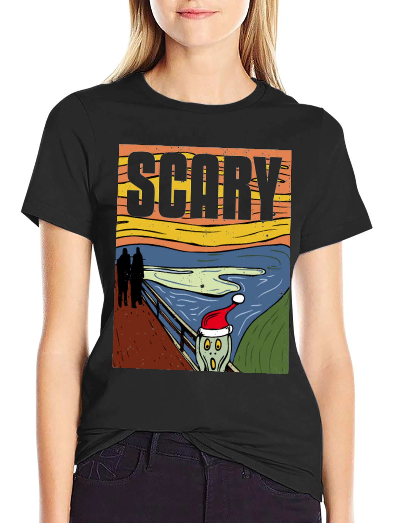 Black Scary Christmas Scream T-Shirt view 2