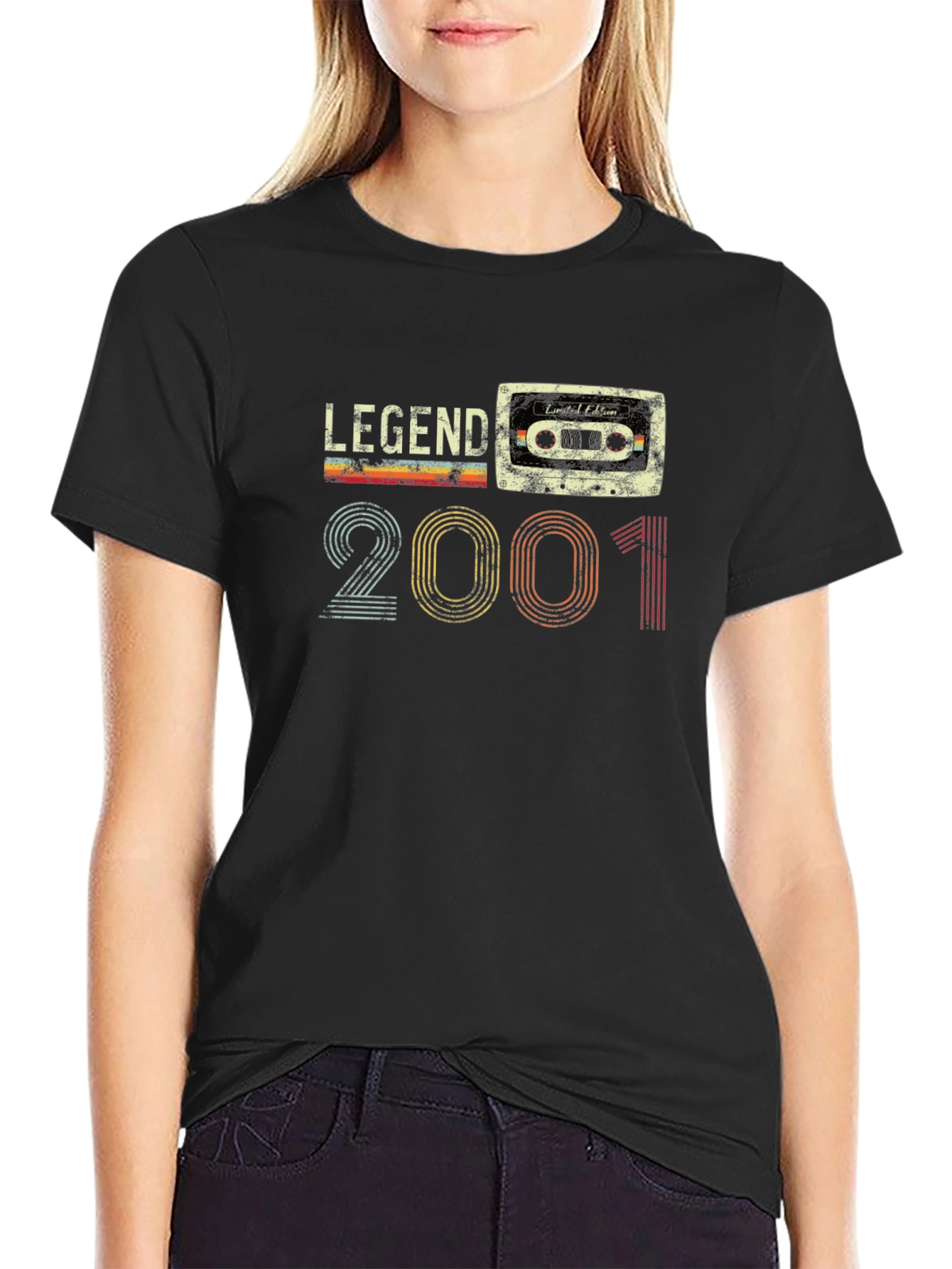 Black Legend Since 2001 Cassette Tape Graphic T-Shirt view 2
