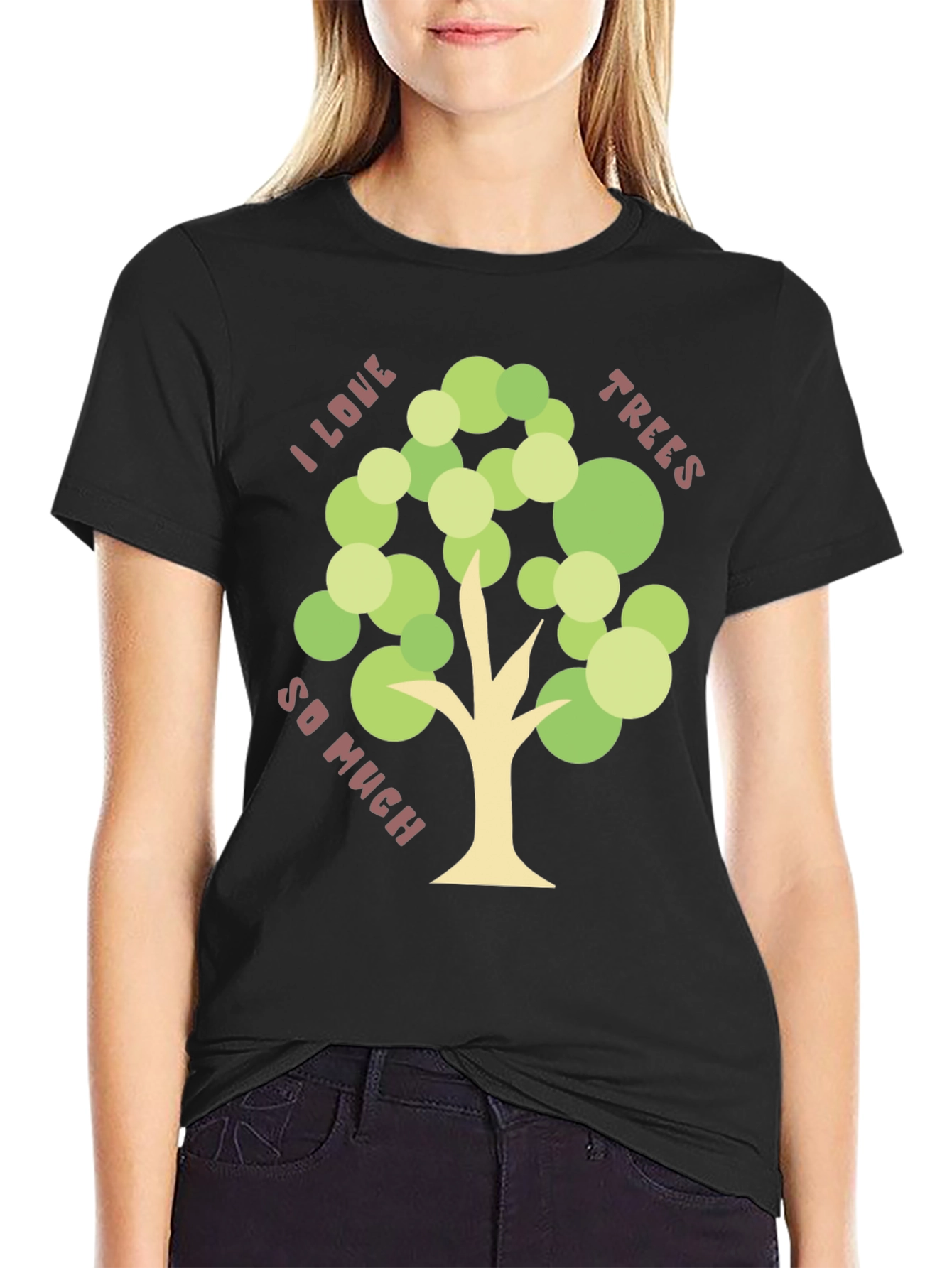 Black I Love Trees T-Shirt - Nature Lover Tee view 2