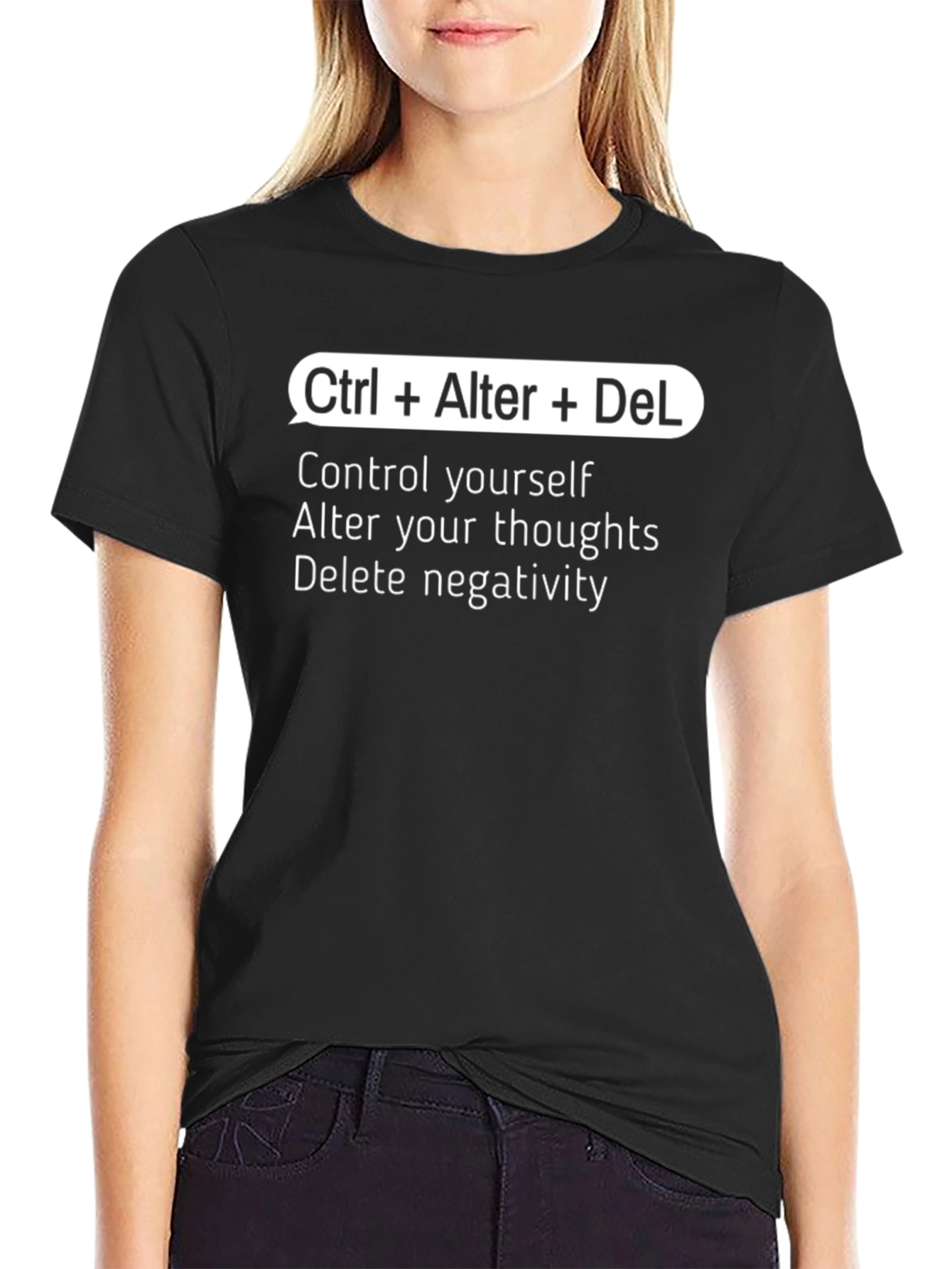Black Ctrl+Alter+Del Funny T-Shirt view 2