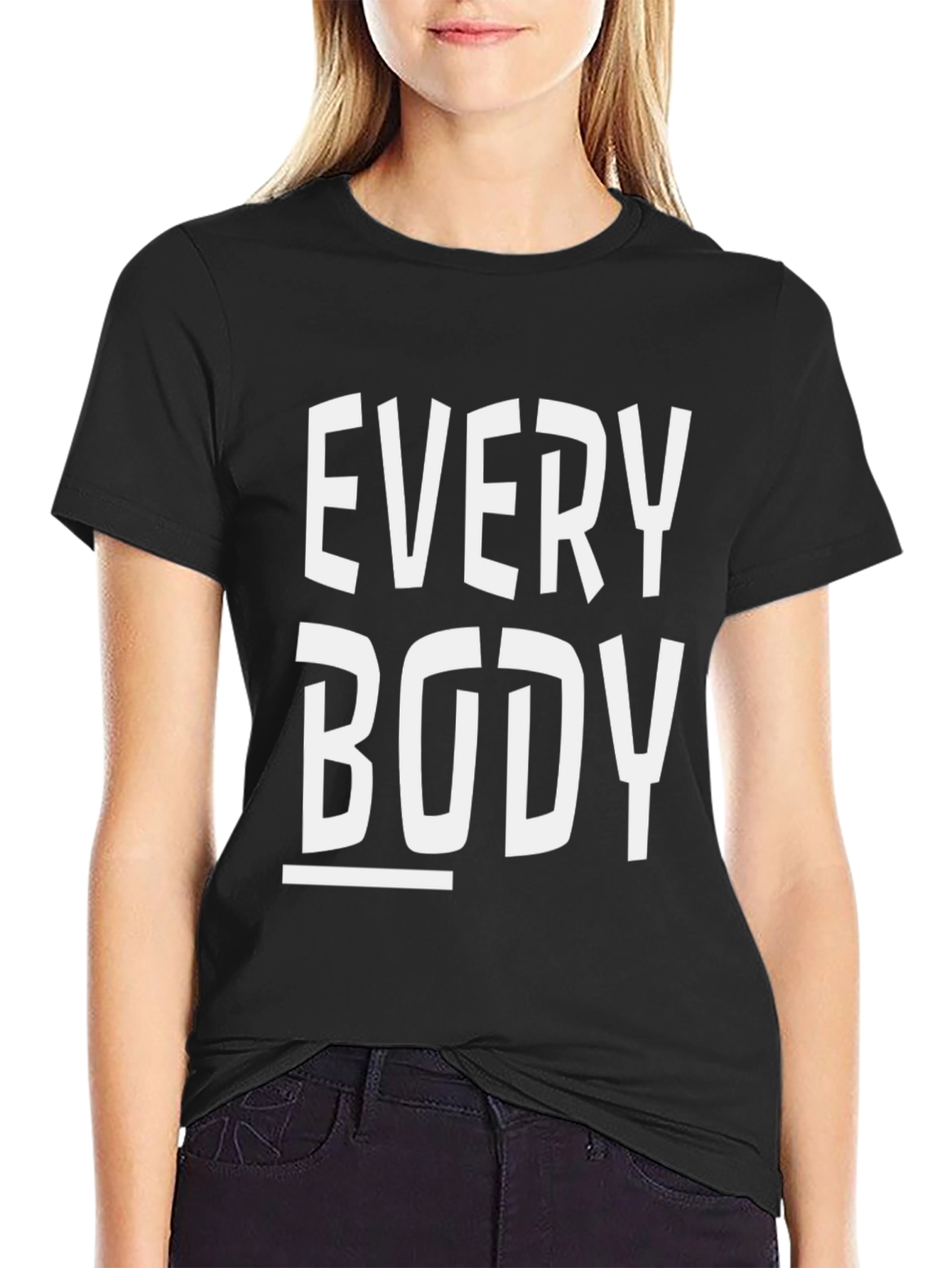 Black Everybody Graphic T-Shirt - Classic Crew Neck Tee view 2