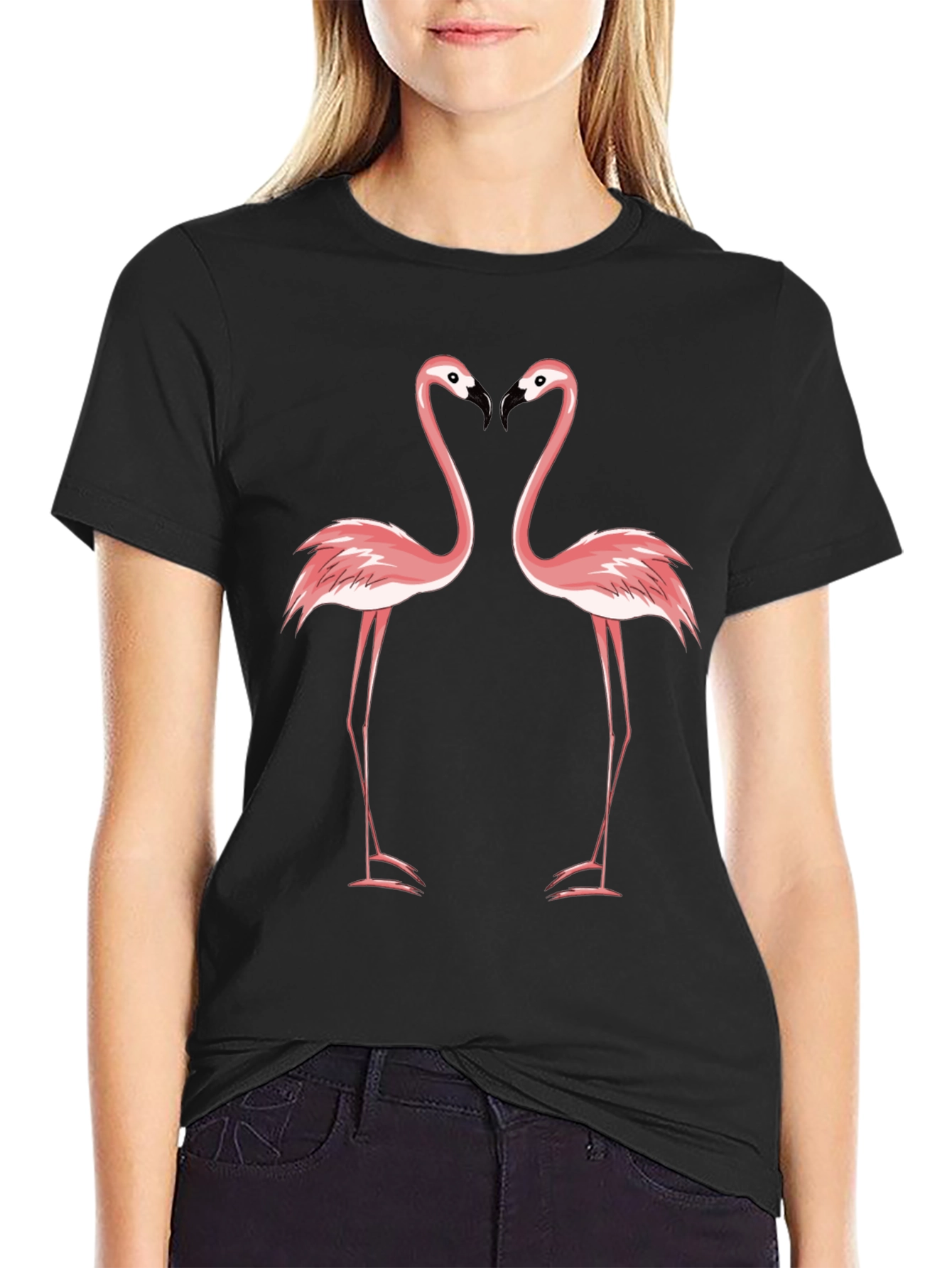 Black Flamingo Love Graphic Tee - Black T-Shirt view 2