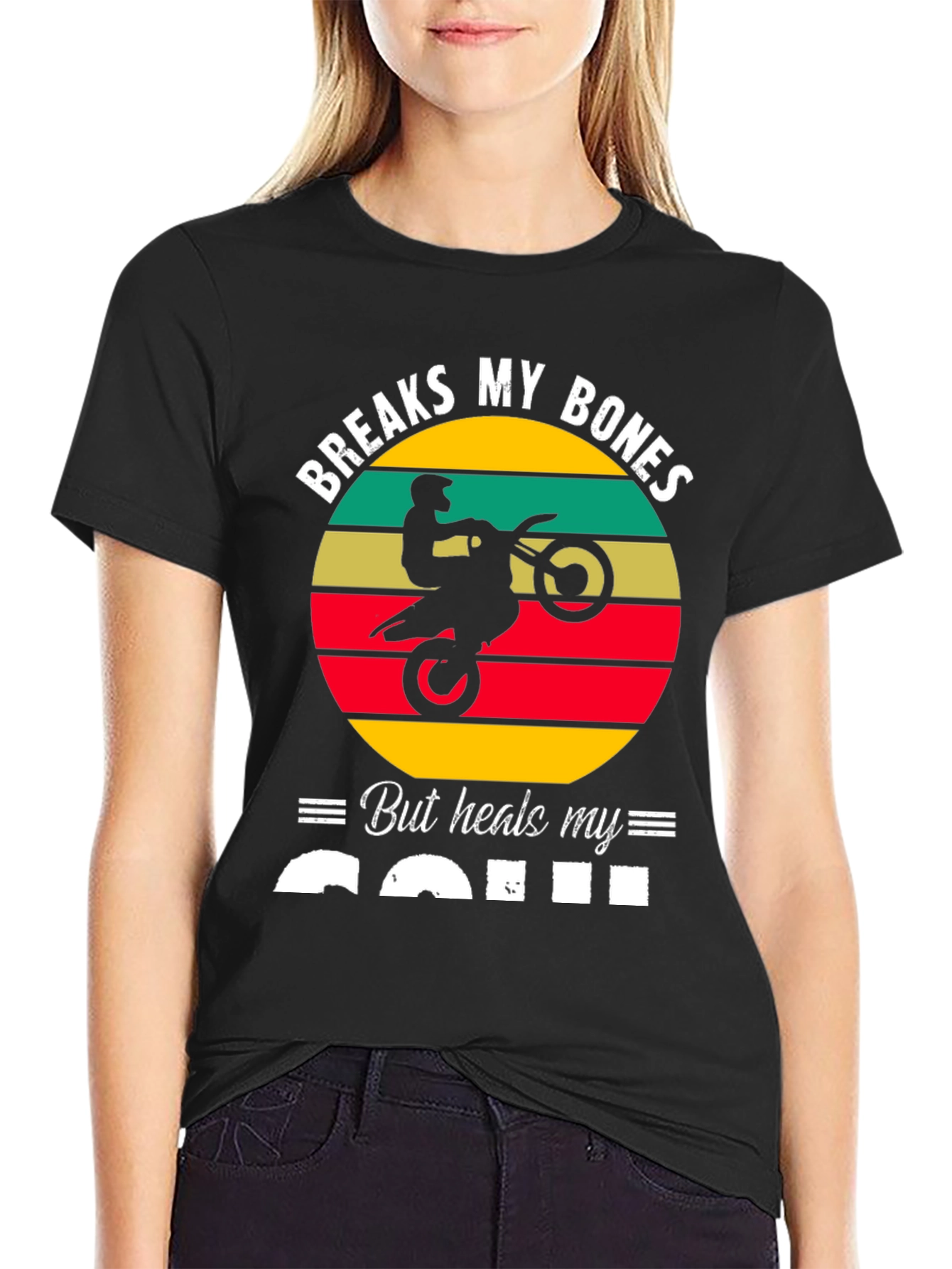 Black Breaks My Bones Heals My Soul Motocross T-Shirt view 2