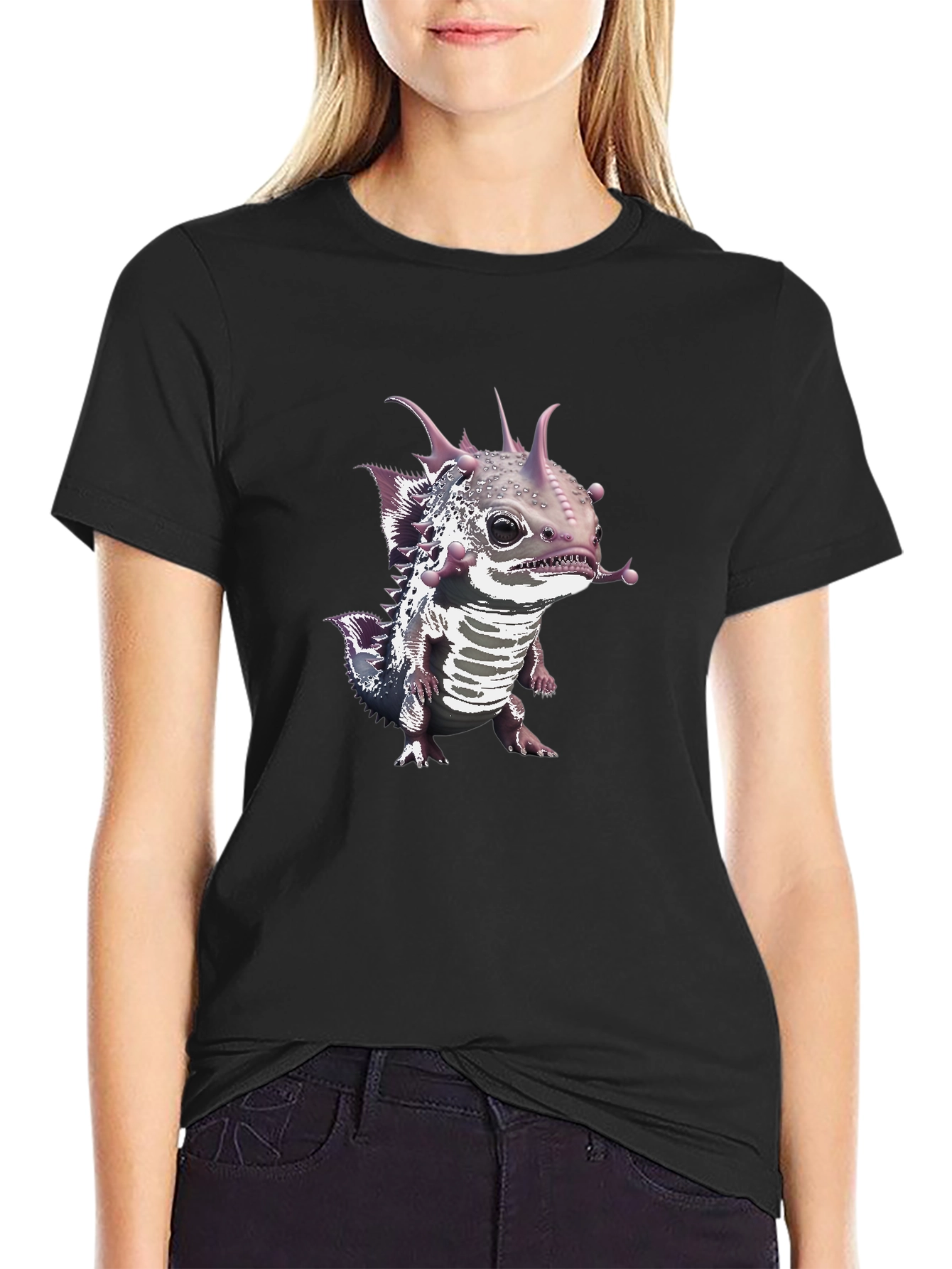 Black Axolotl Graphic Tee - Black Unisex T-Shirt view 2