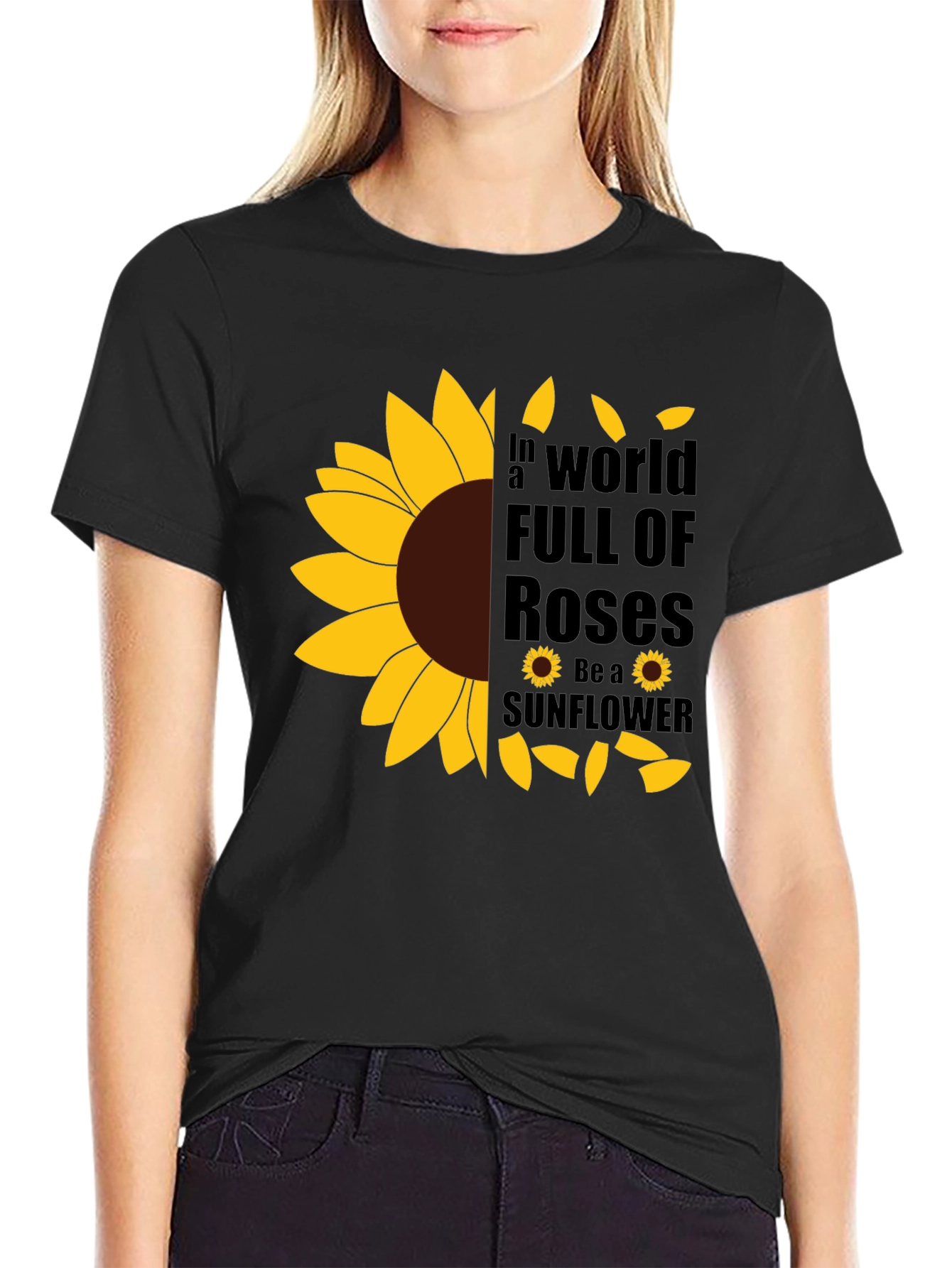 Black Sunflower Graphic T-Shirt - Be a Sunflower view 2