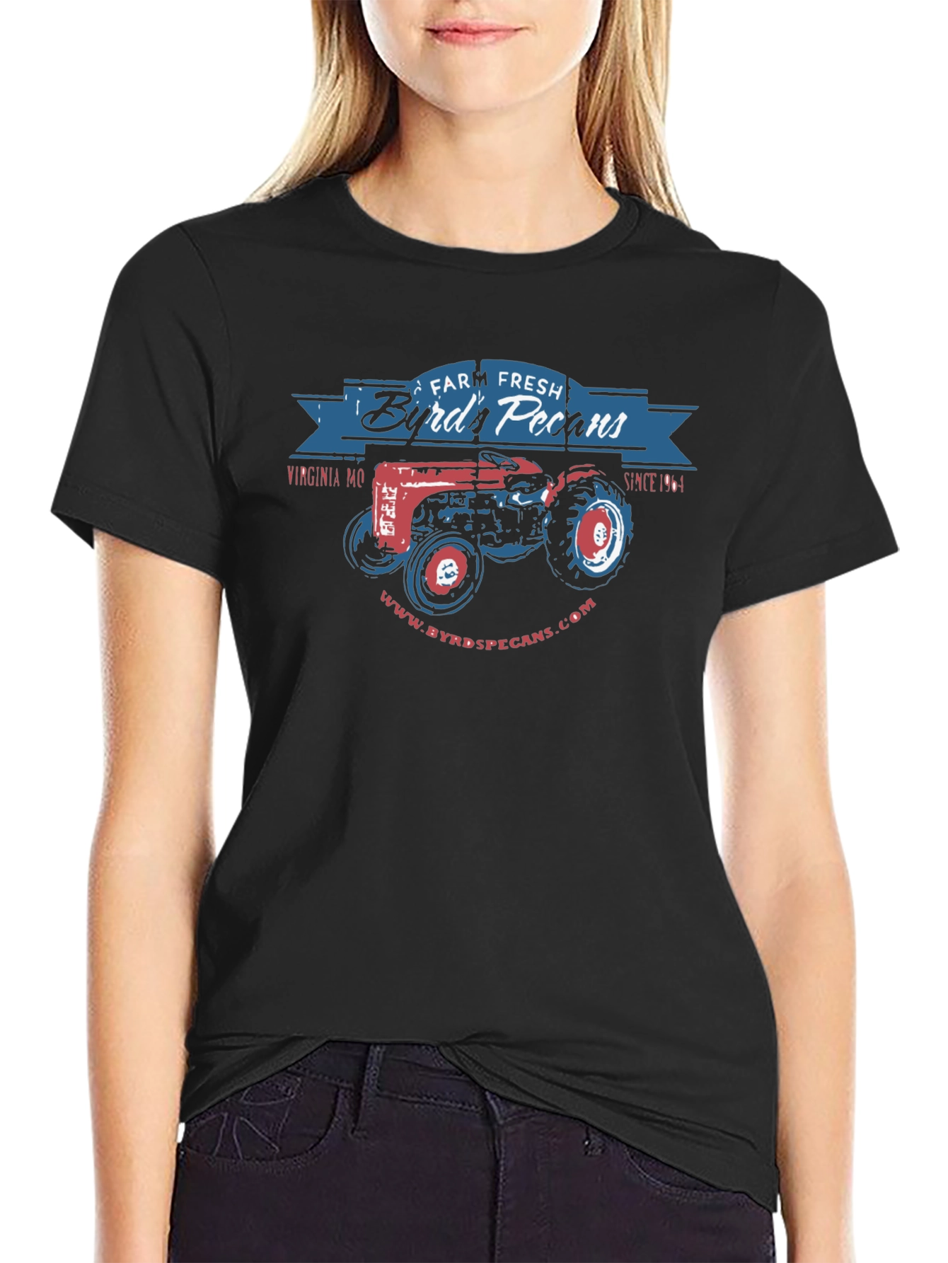 Black Byrd's Pecans Tractor T-Shirt view 2