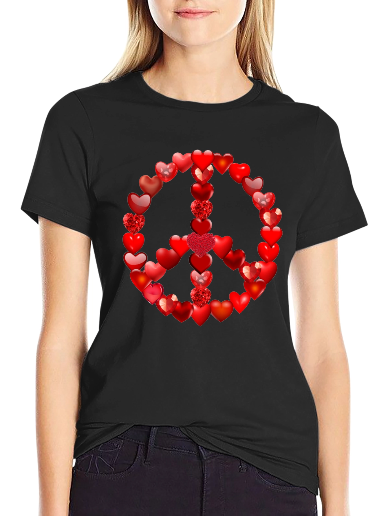 Black Heart Peace Sign T-Shirt - Love & Harmony view 2