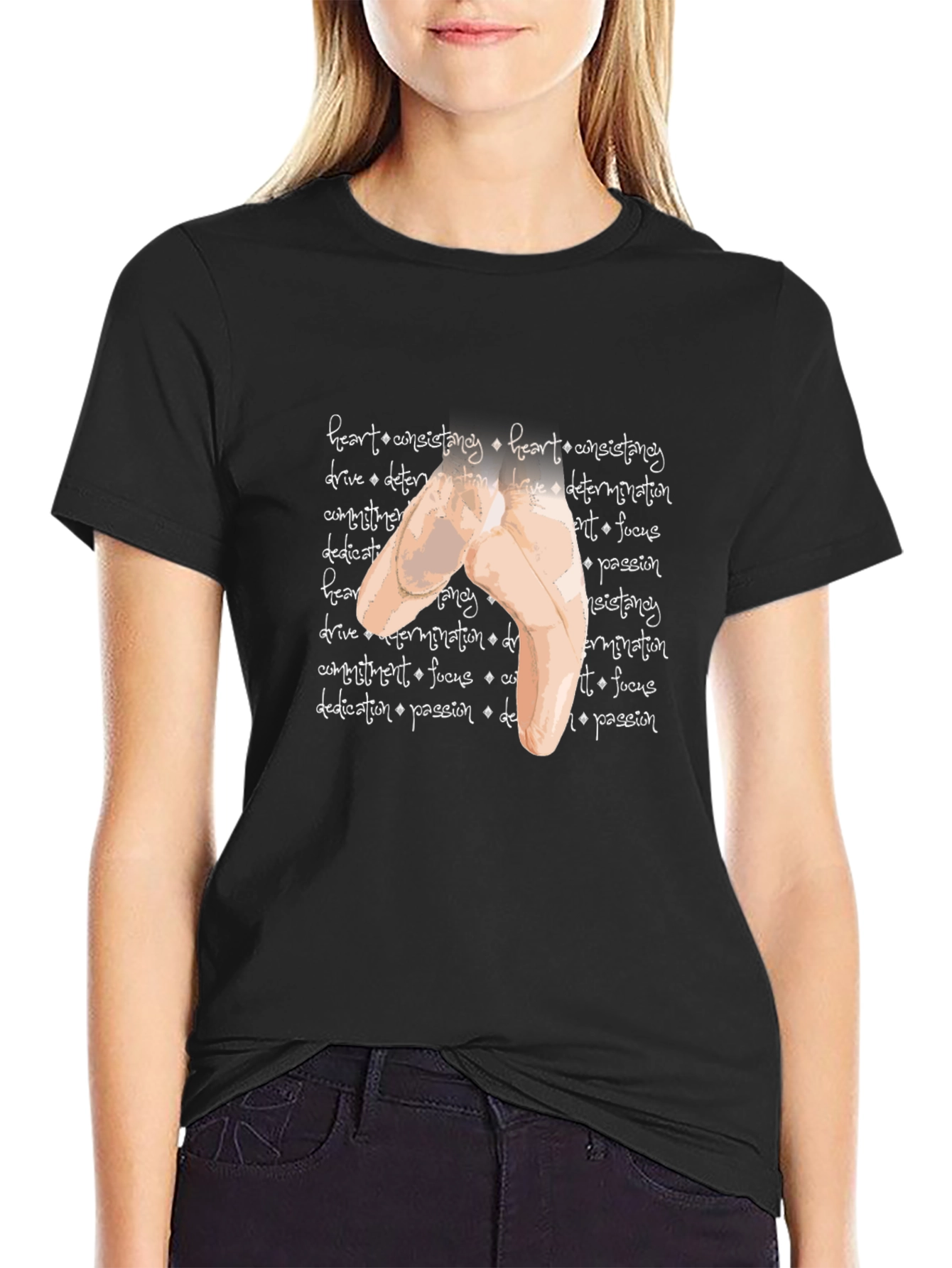 Black Ballet Pointe Shoe Graphic T-Shirt view 2