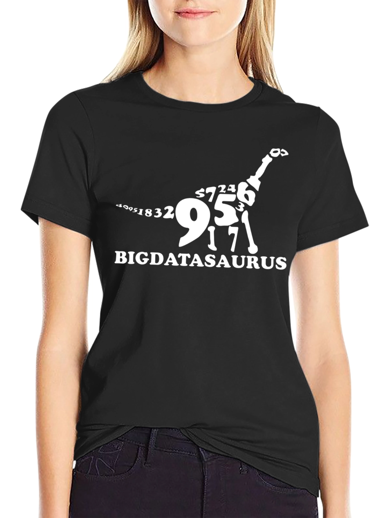 Black Bigdatasaurus T-Shirt - Data Science Dinosaur Tee view 2