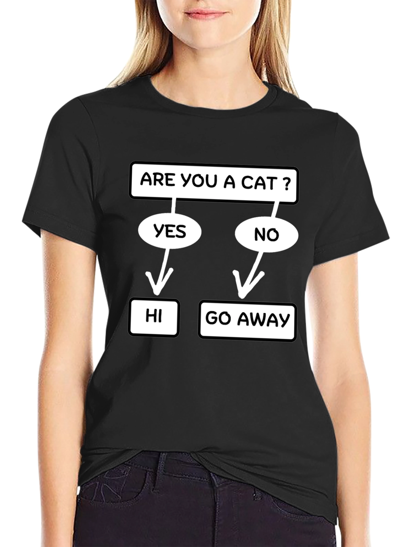 Black Are You a Cat? Funny T-Shirt view 2