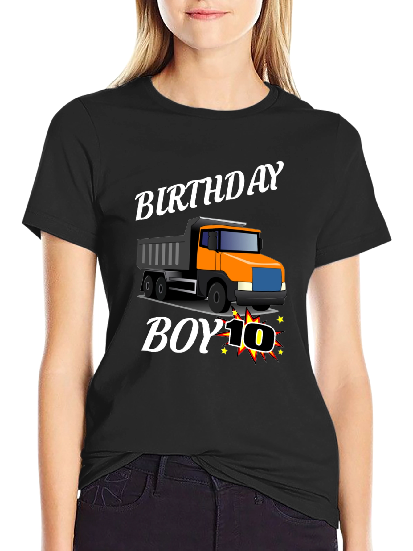 Black Birthday Boy Truck T-Shirt - Ten Years Old view 2