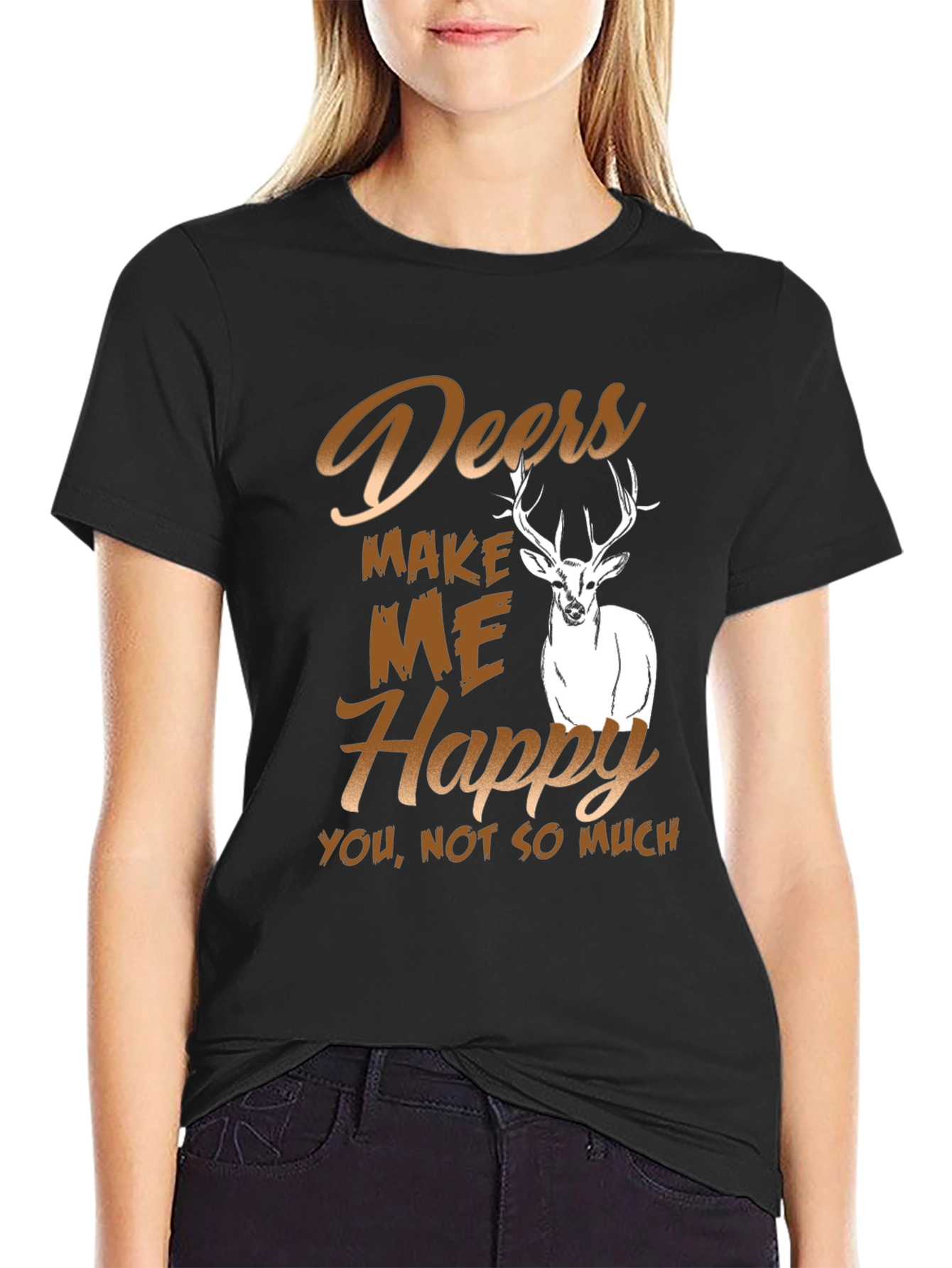 Black Deers Make Me Happy T-Shirt view 2