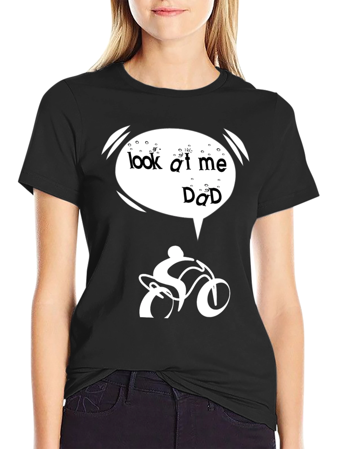 Black Look At Me Dad T-Shirt Cycling Humor view 2