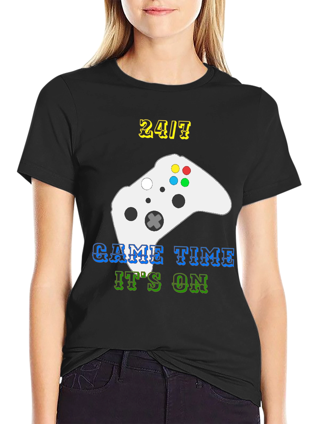 Black Game Time T-Shirt - Gamer Style Tee view 2