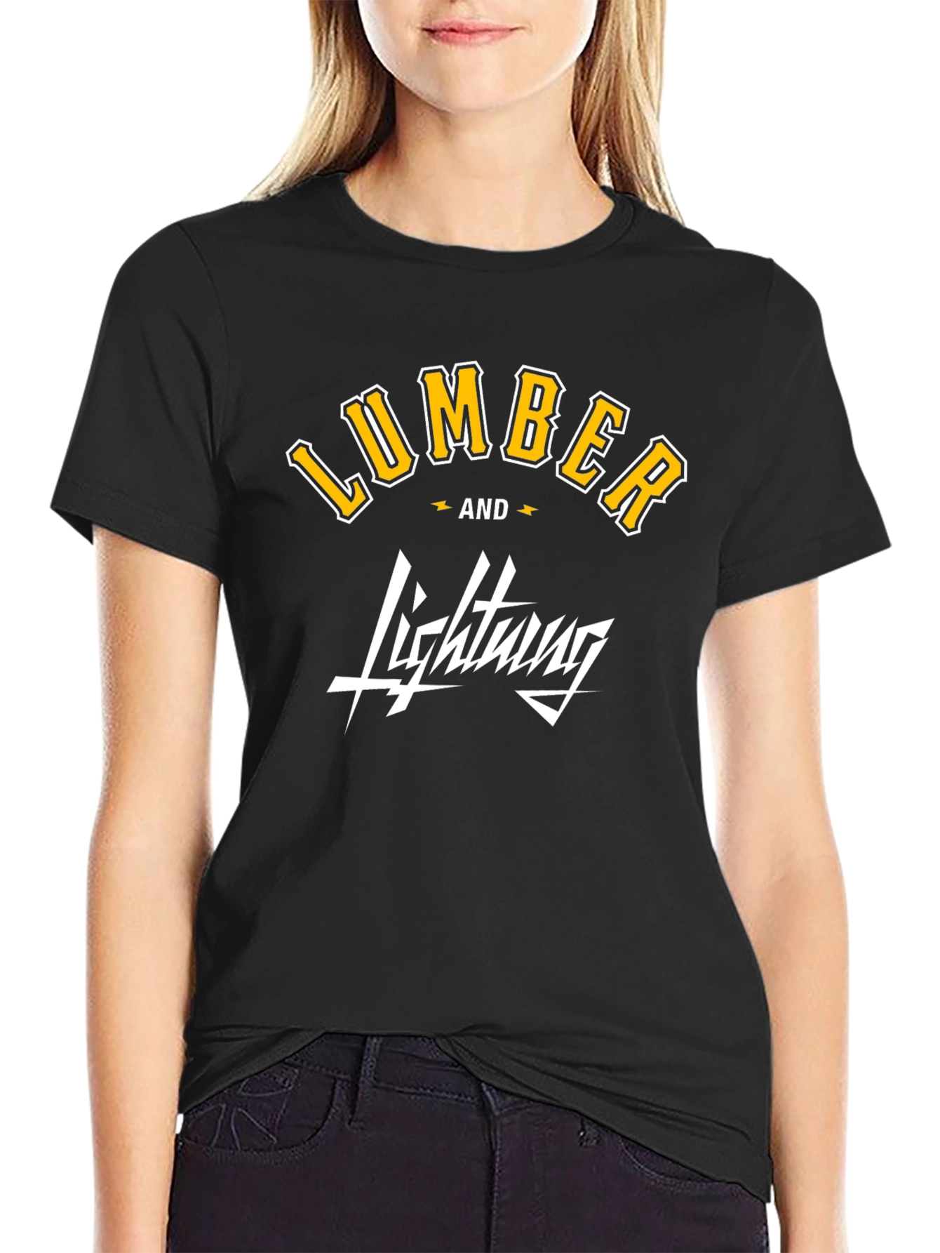 Black Lumber and Lightning Graphic T-Shirt - Black view 2