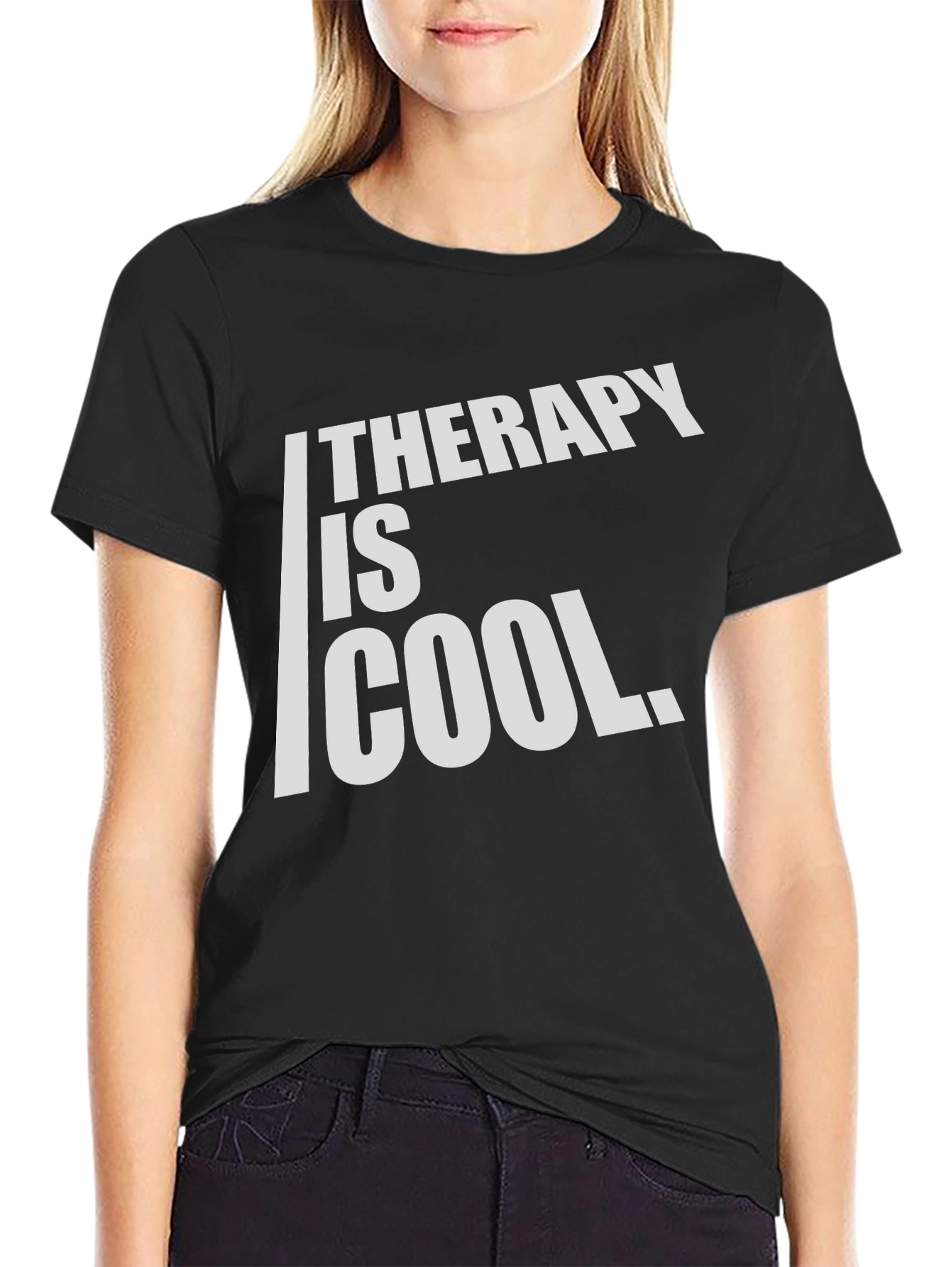 Black Therapy is Cool Graphic Tee - Men's Black T-Shirt view 2
