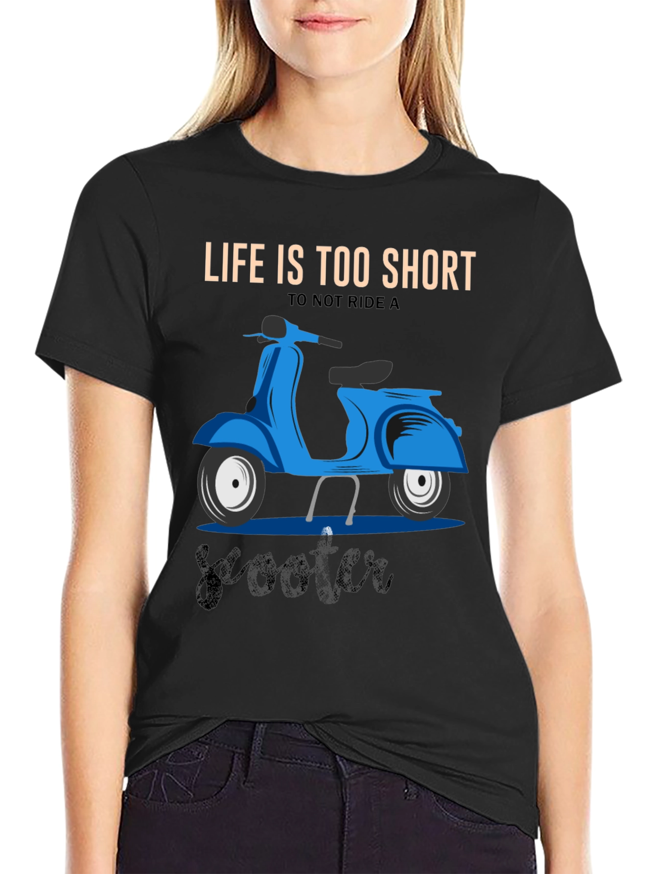 Black Life's Too Short Scooter T-Shirt view 2