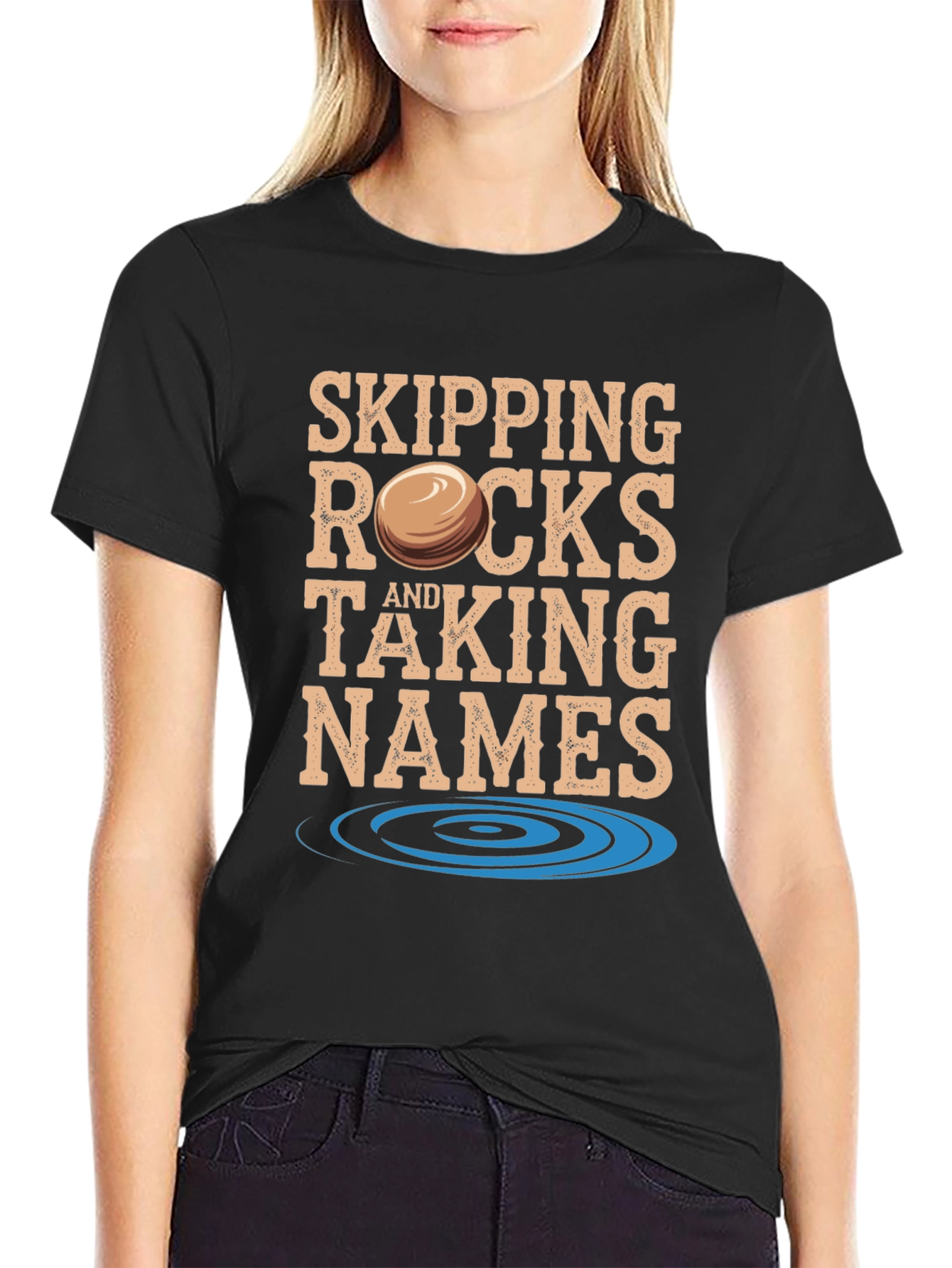 Black Skipping Rocks & Taking Names Graphic Tee view 2