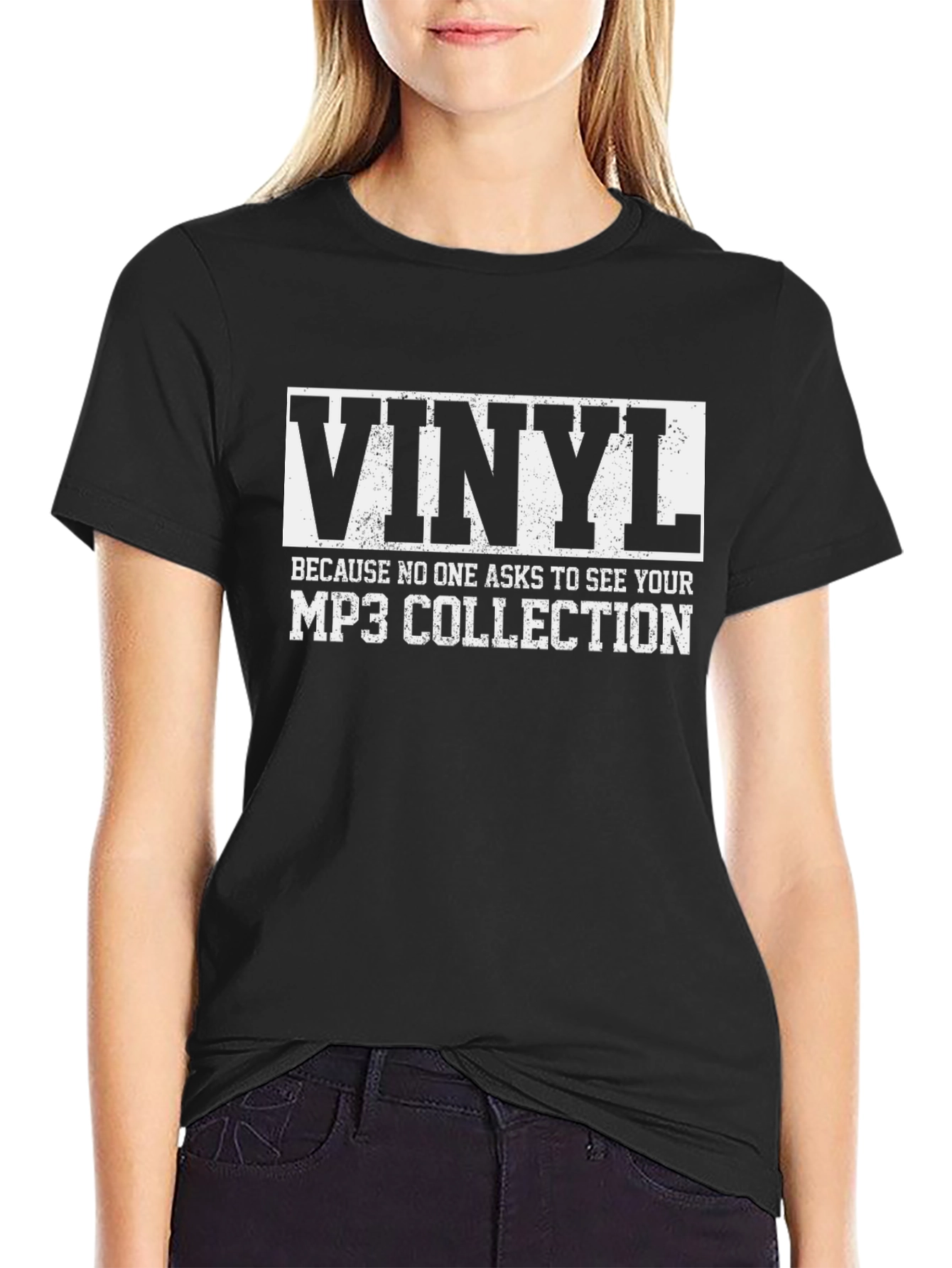 Black Vinyl Music T-Shirt: Because No One Asks To See Your MP3 Collection view 2