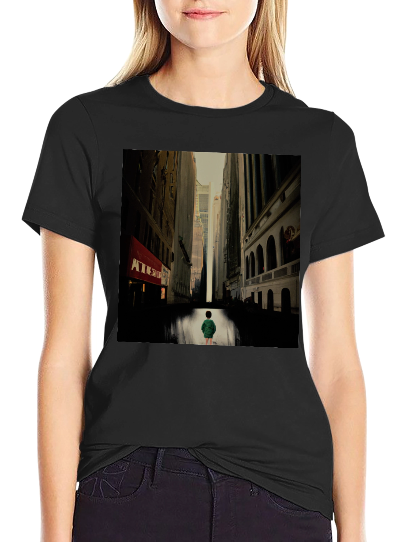 Black Urban Serenity Black T-Shirt view 2
