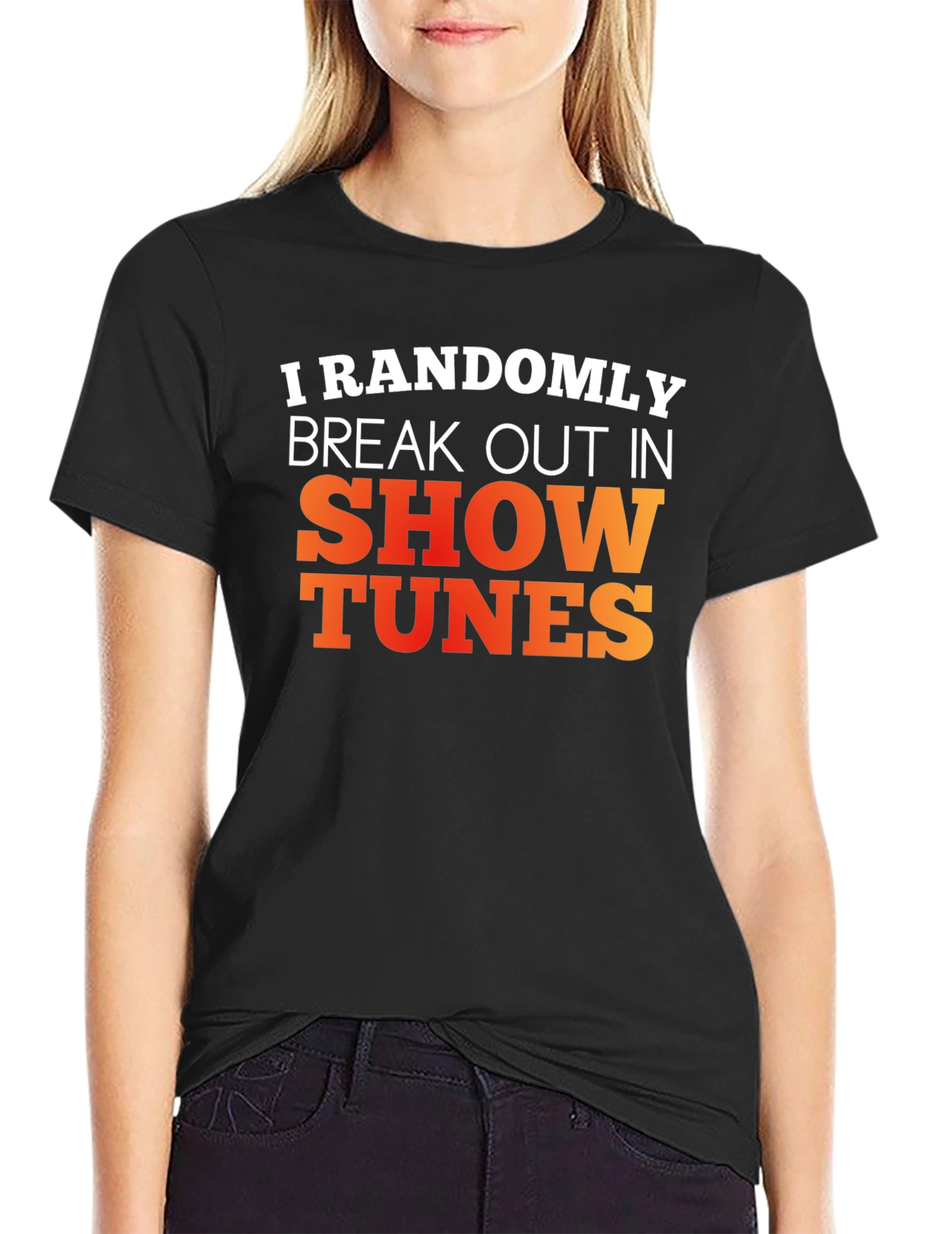 Black Randomly Break Out in Show Tunes Graphic Tee view 2