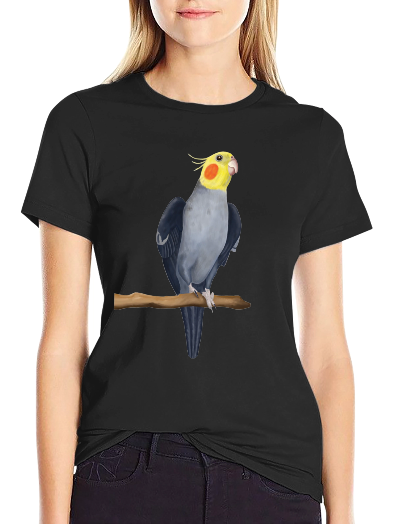 Black Cockatiel Bird Black T-Shirt view 2