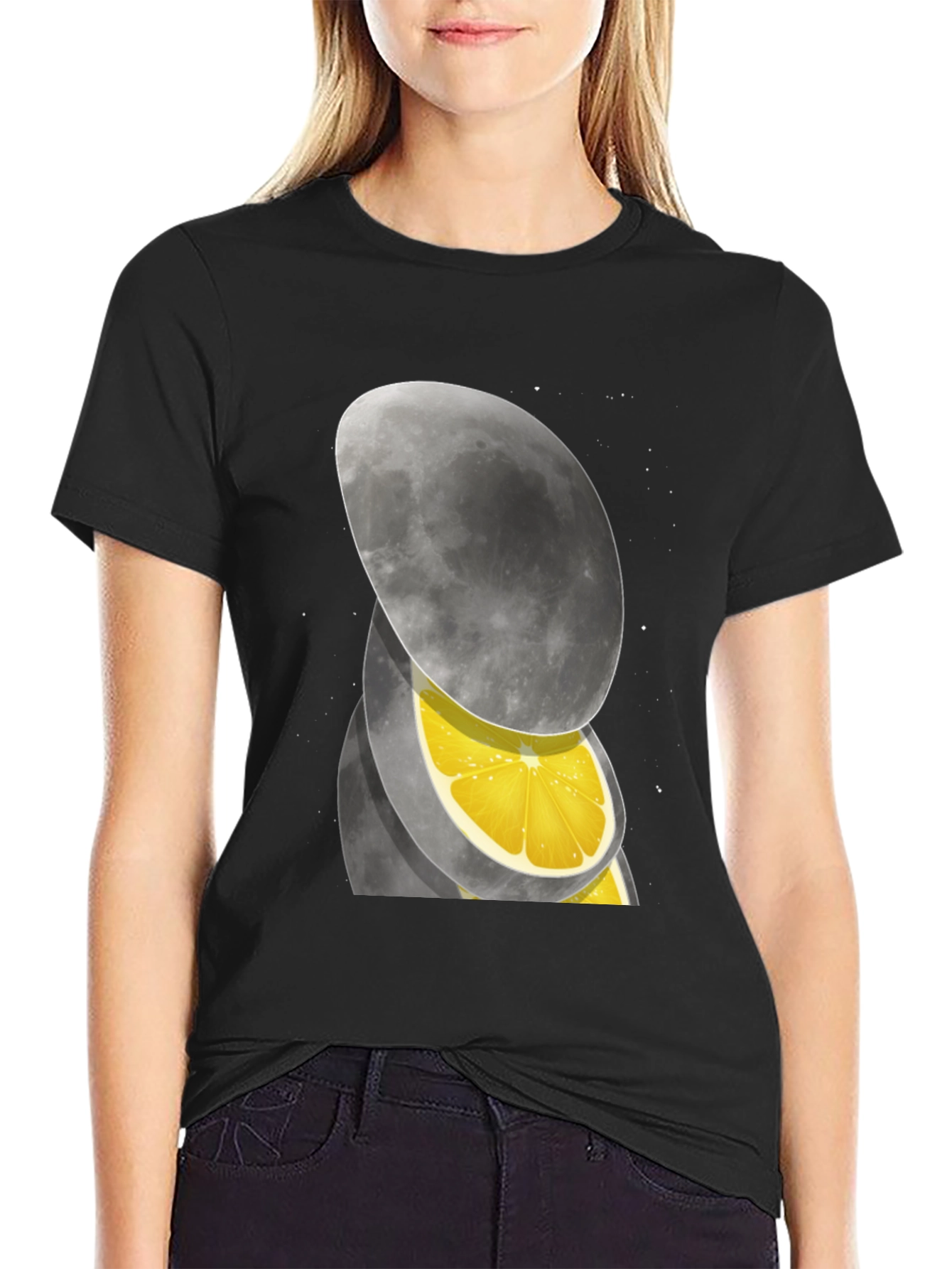 Black Moon Slice T-Shirt - Unique Graphic Tee view 2