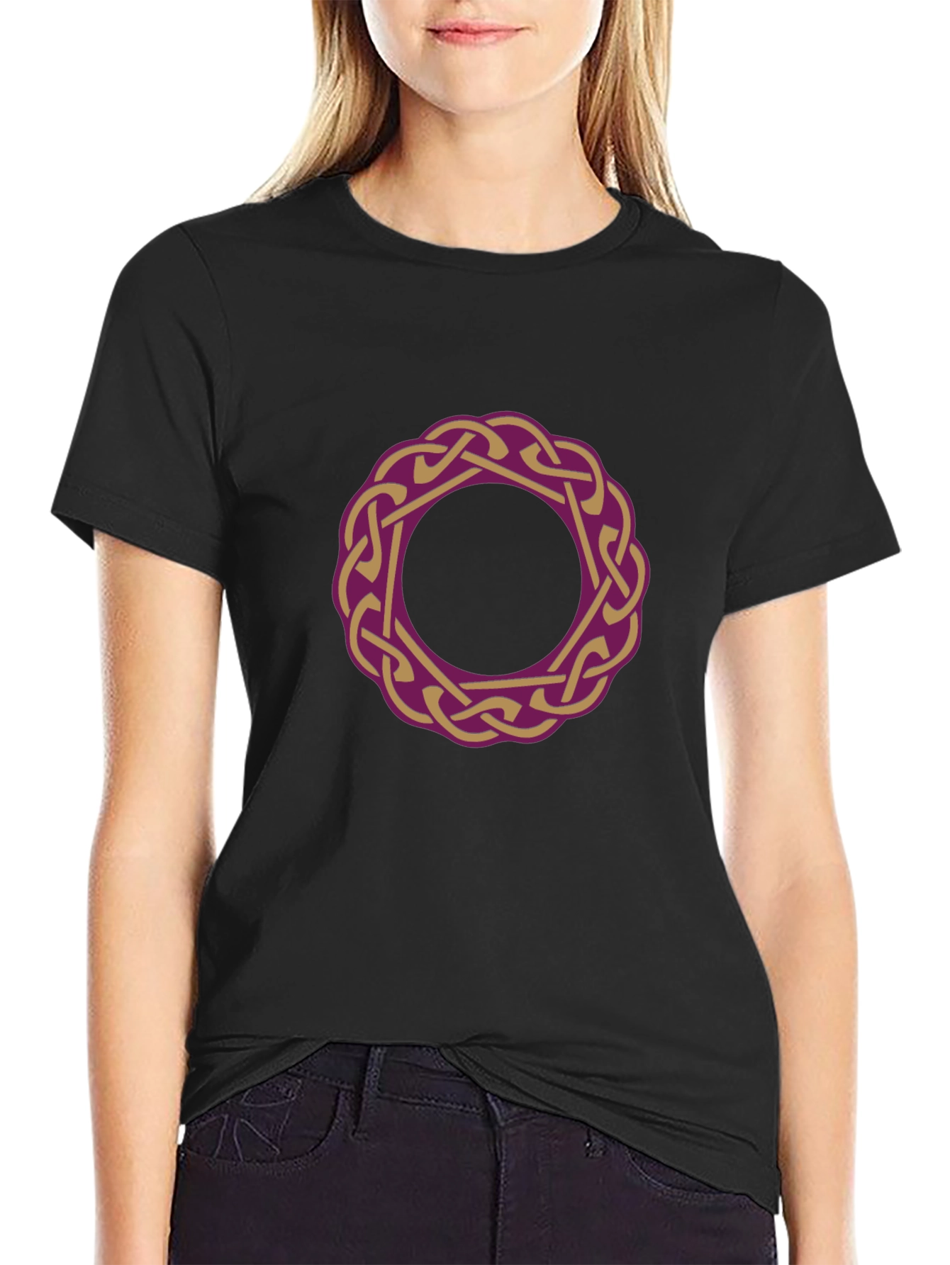 Black Celtic Knot Design Black T-Shirt view 2