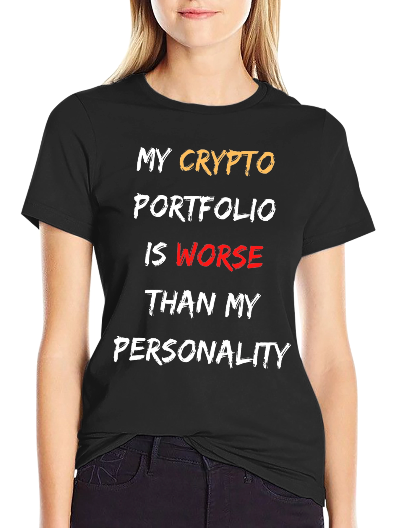 Black Crypto Portfolio T-Shirt - Funny Slogan Tee view 2
