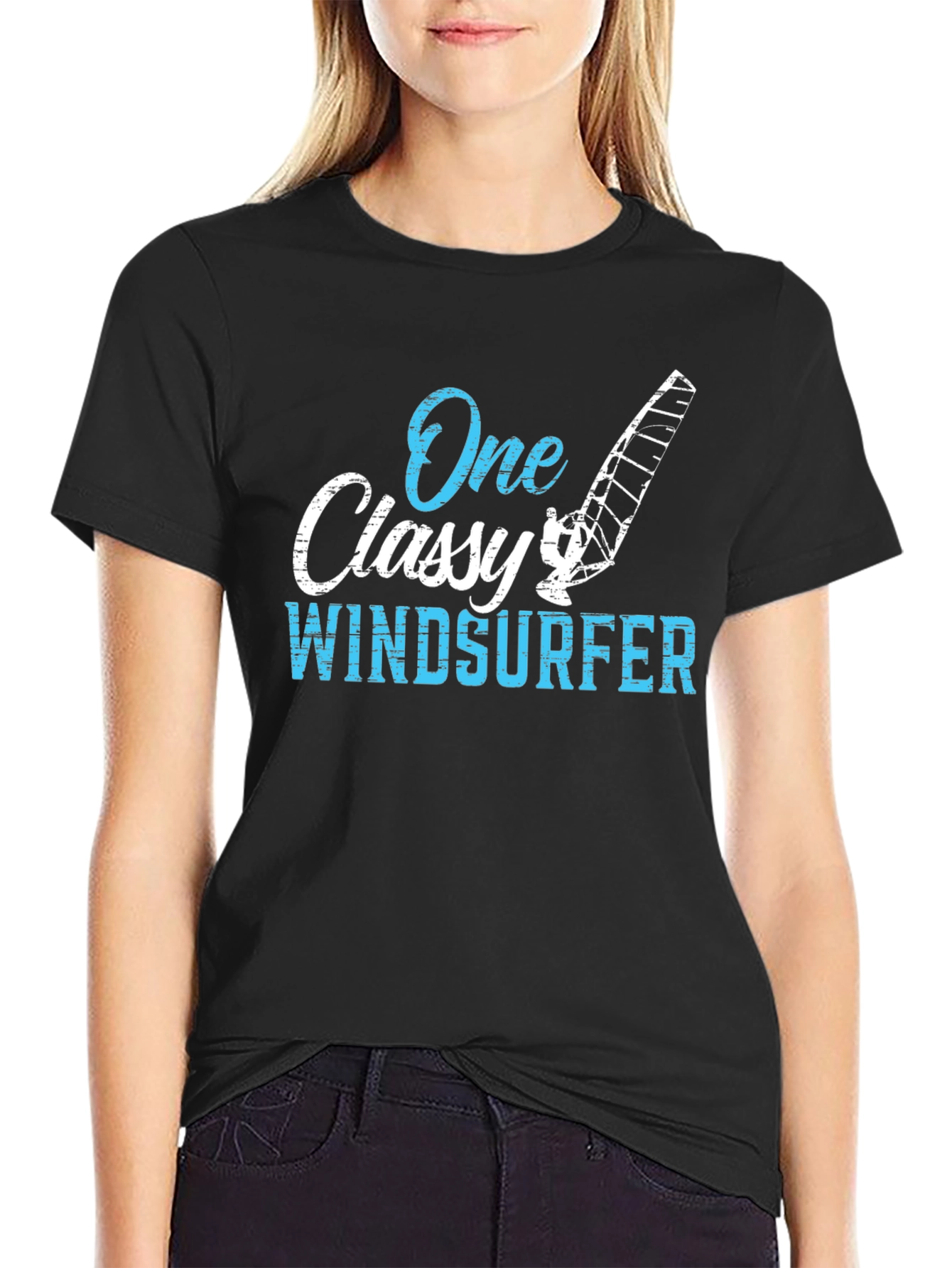 Black One Classy Windsurfer Black Graphic Tee view 2