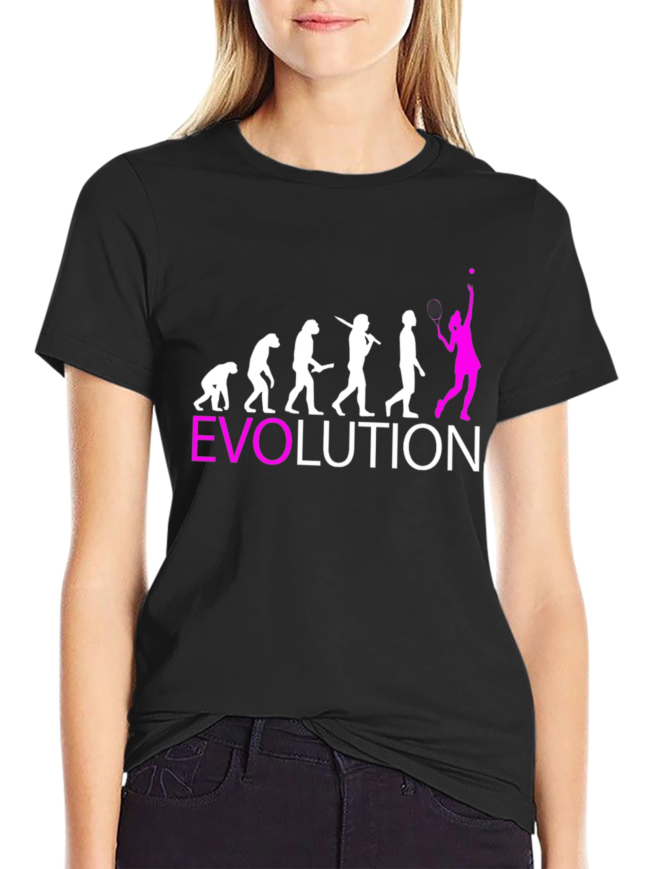 Black Evolution Tennis T-Shirt - Funny Sport Tee view 2